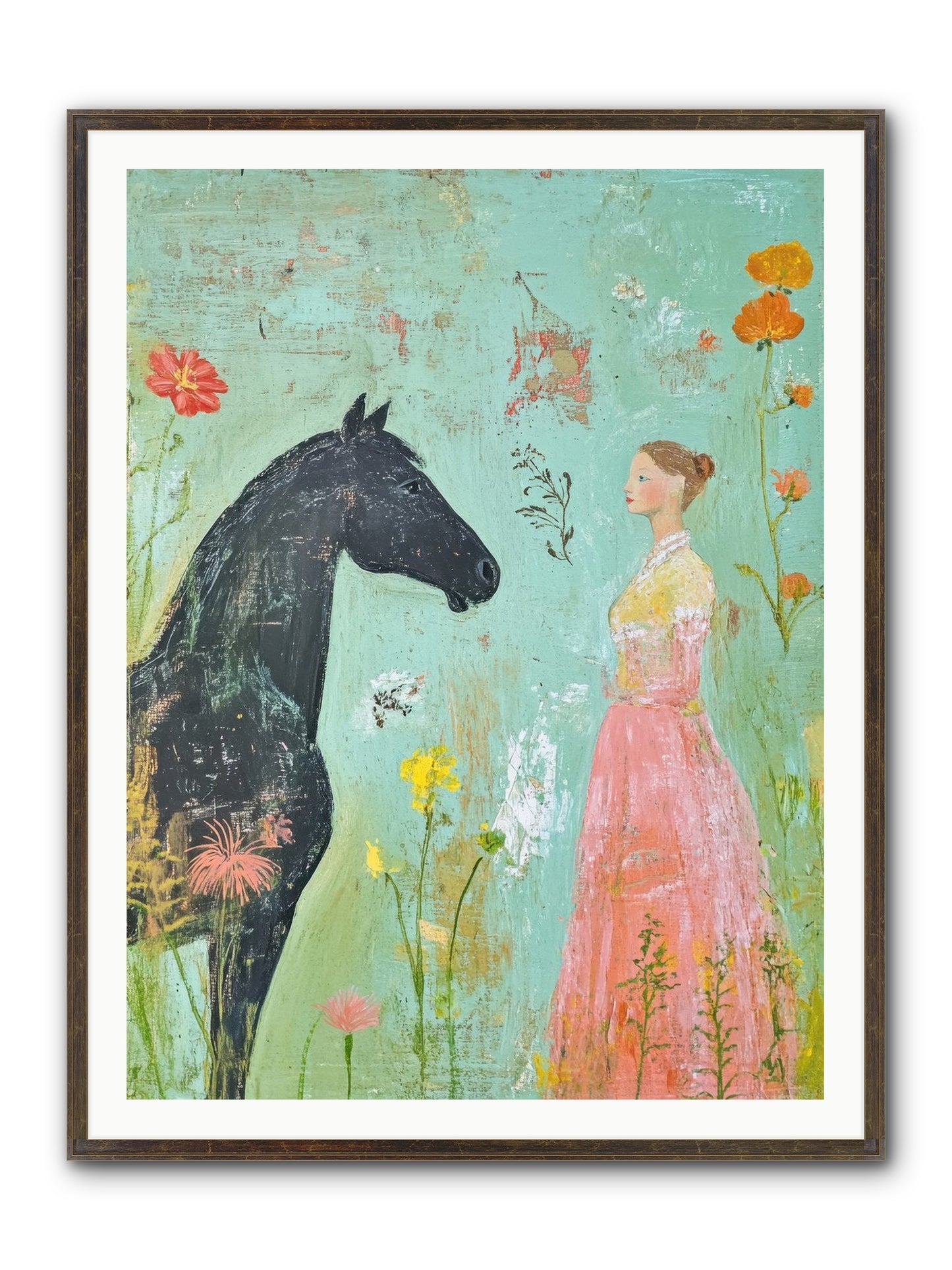 Quiet Conversation Framed Print - Slimwoods Black/Gold 36x48