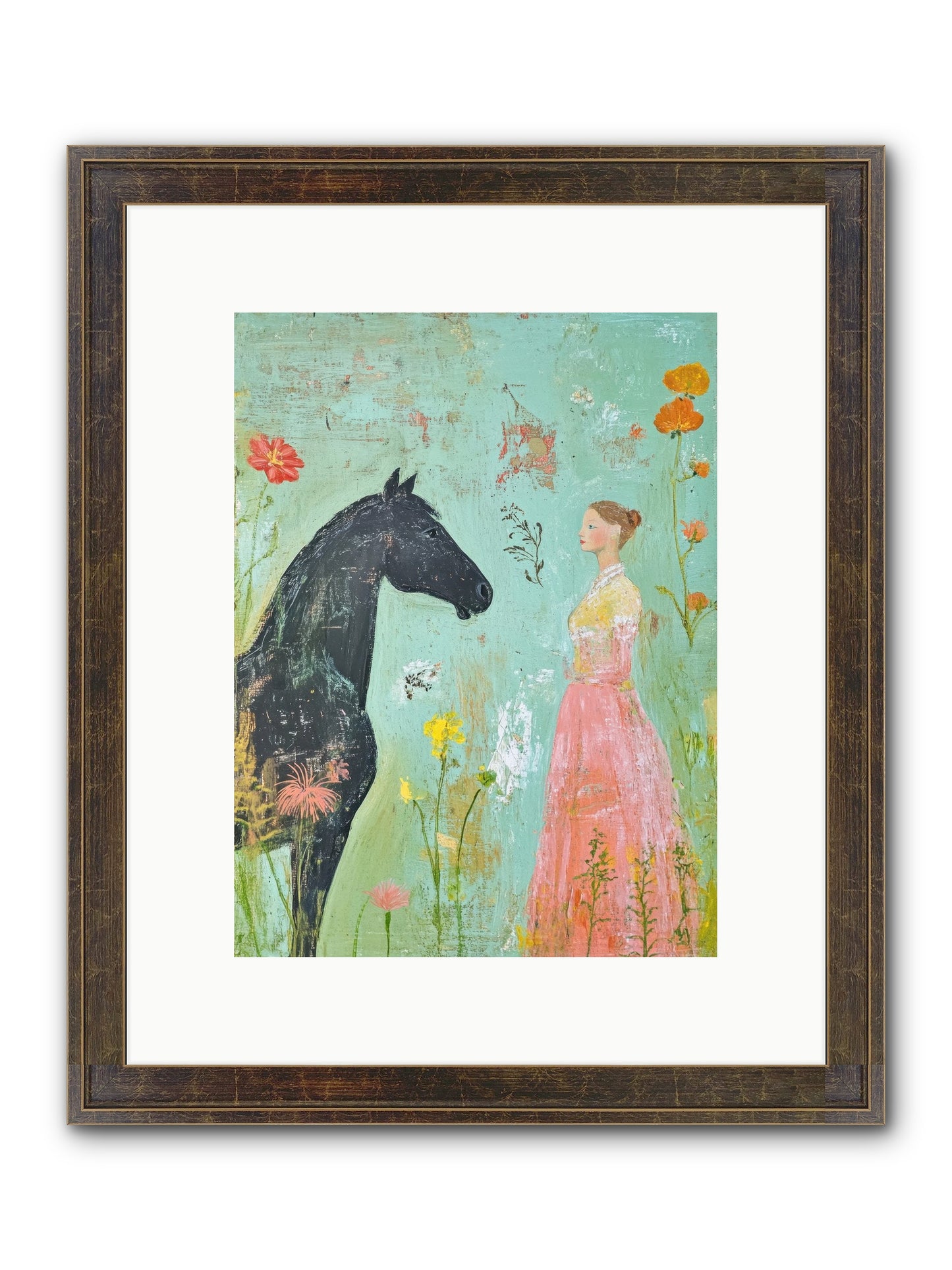 Quiet Conversation Framed Print - Slimwoods Black/Gold 9x12