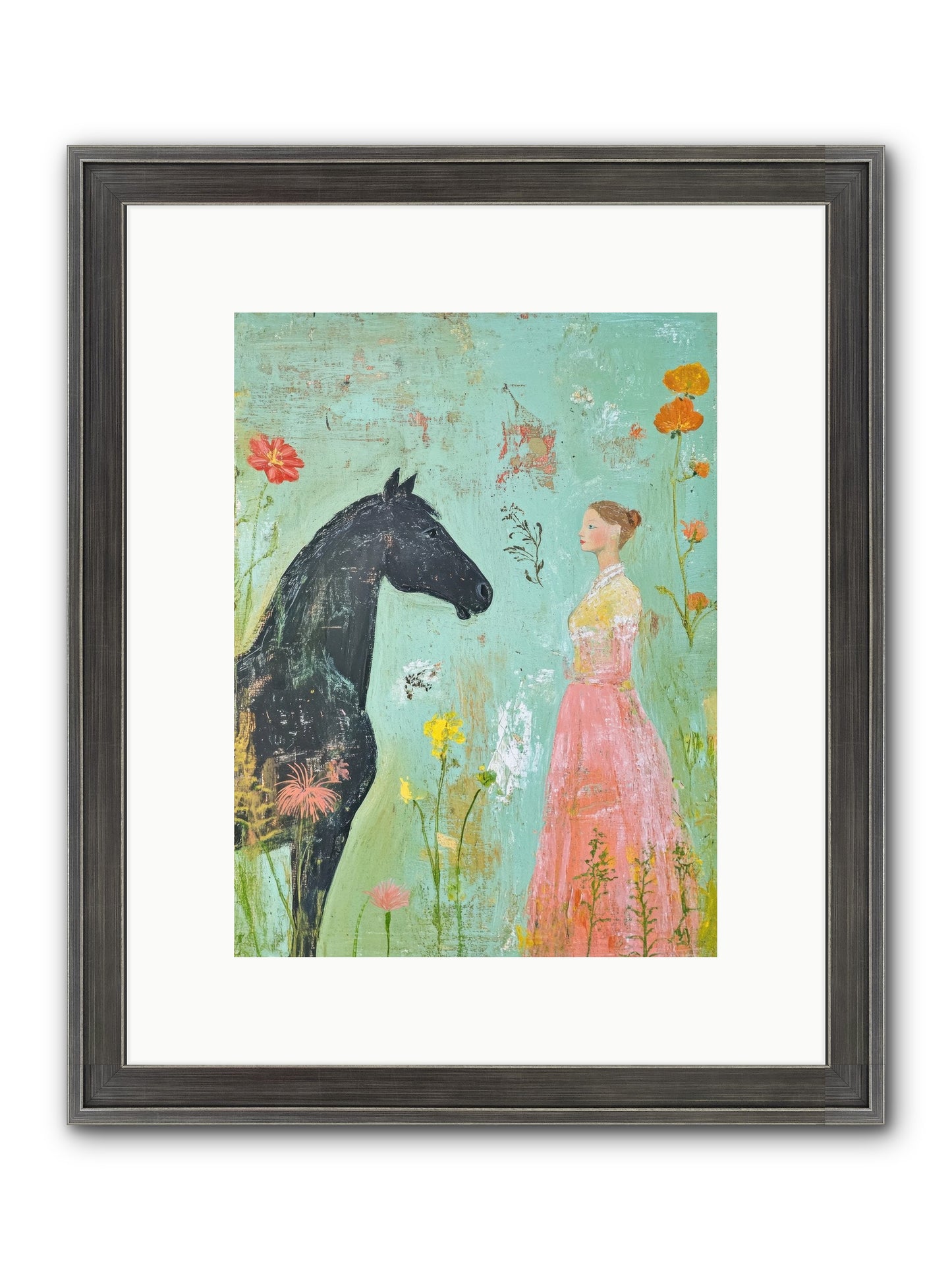 Quiet Conversation Framed Print - Slimwoods Black/Silver 9x12