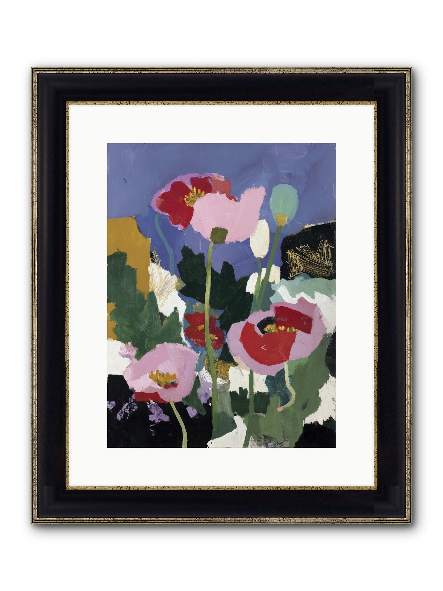 Quiet Mosaic Framed Print - Black & Gold 12x16