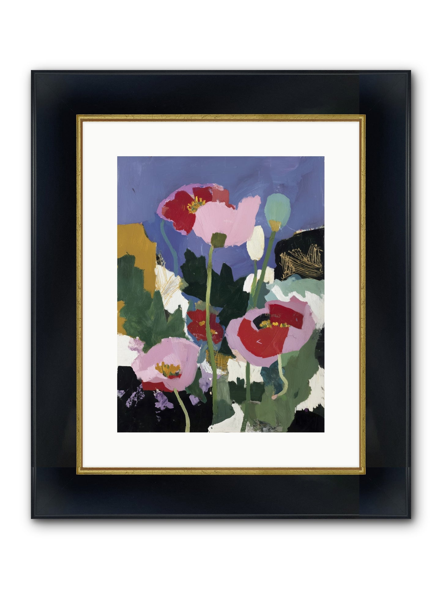 Quiet Mosaic Framed Print - Wide Black w/Gold 12x16