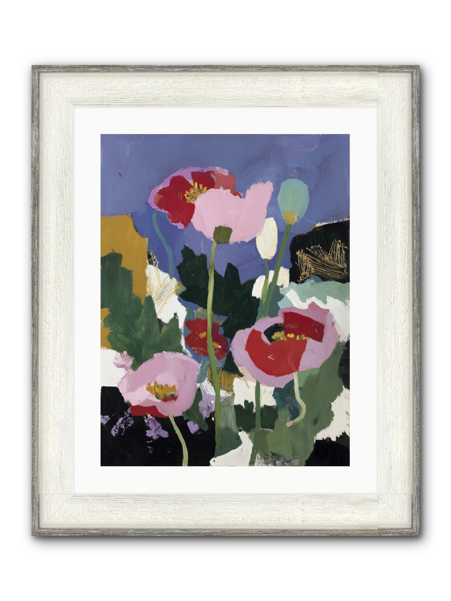 Quiet Mosaic Framed Print - Driftwood White 18x24