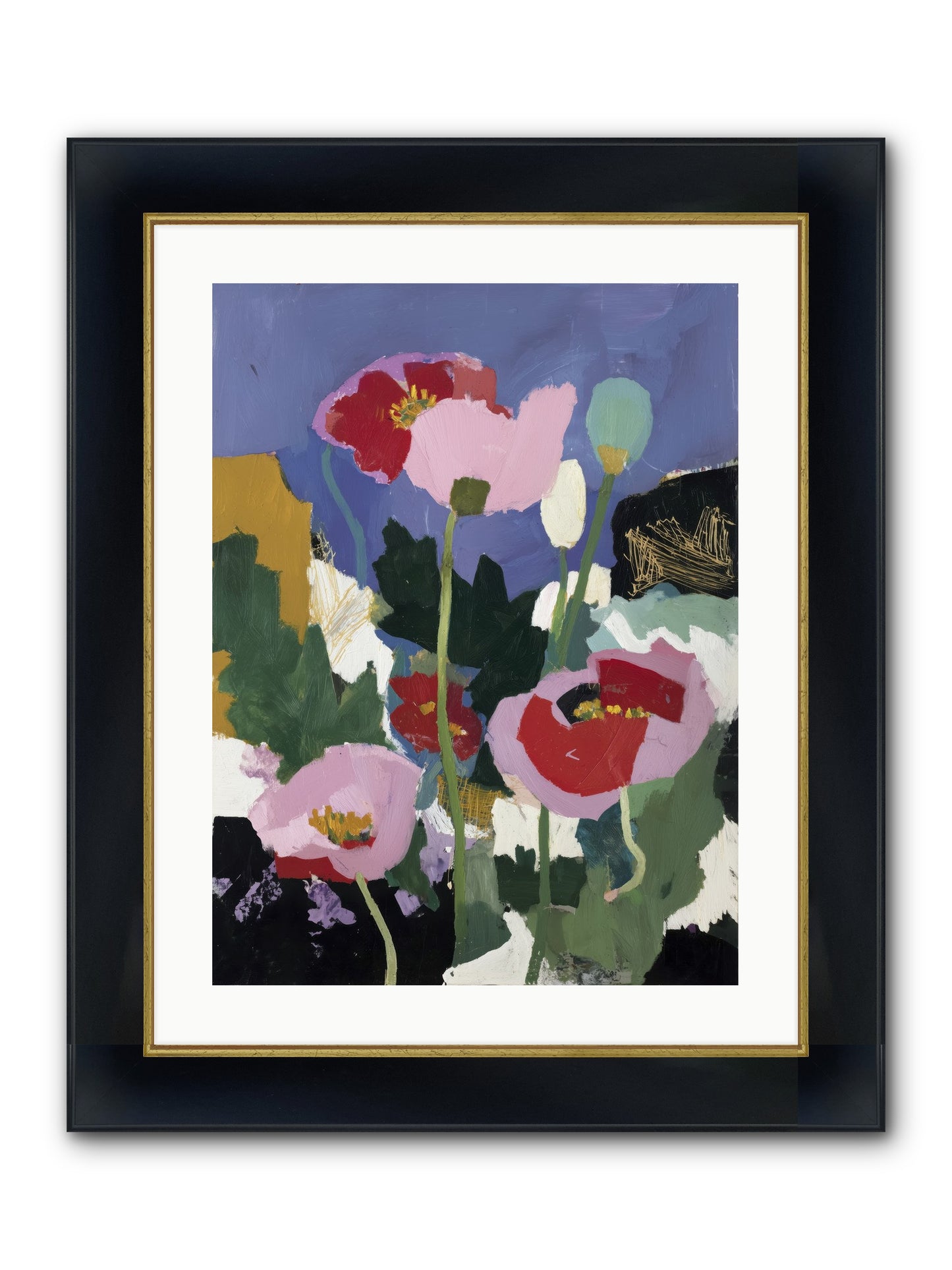 Quiet Mosaic Framed Print - Wide Black w/Gold 18x24