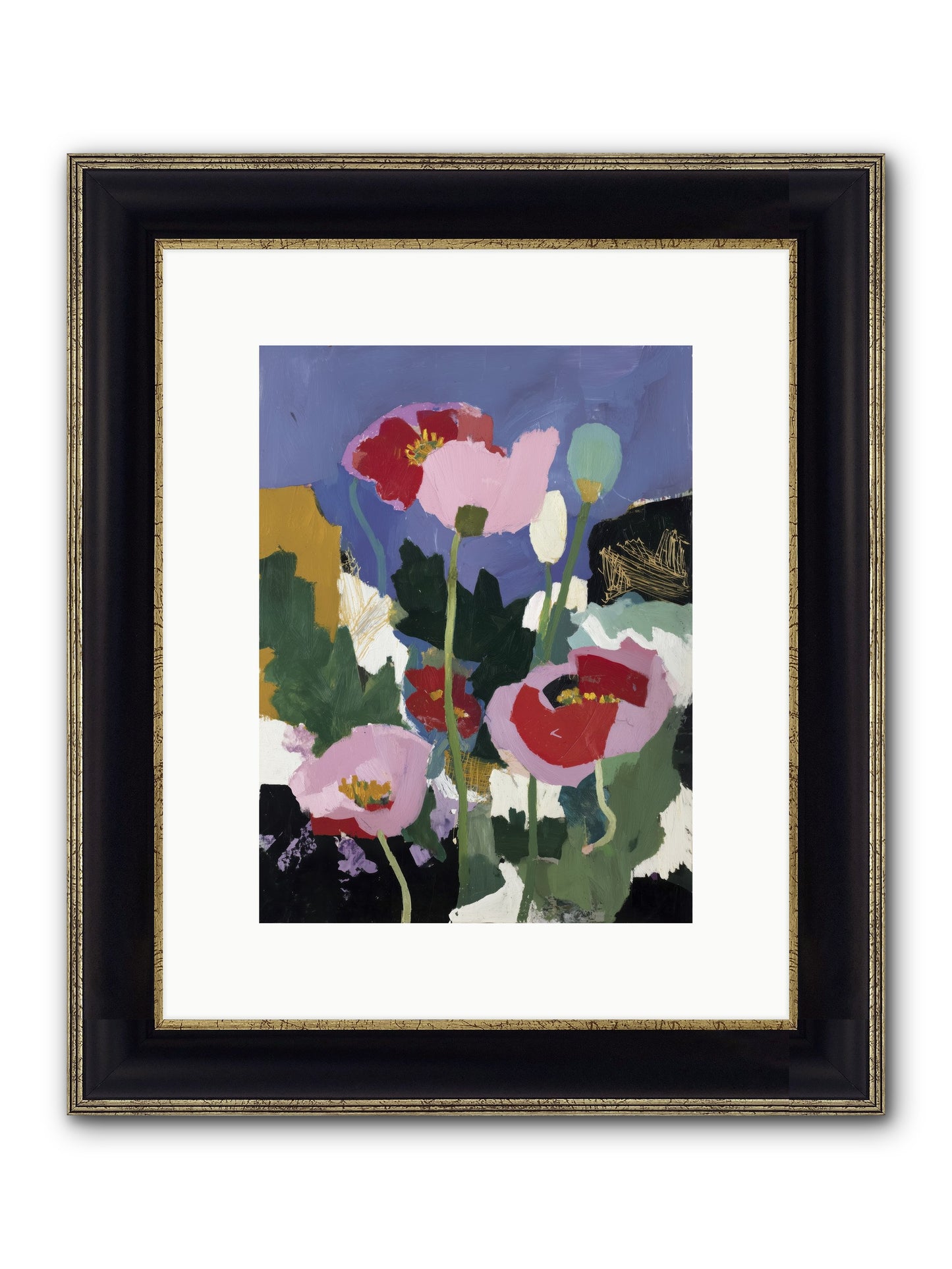 Quiet Mosaic Framed Print - Black & Gold 9x12