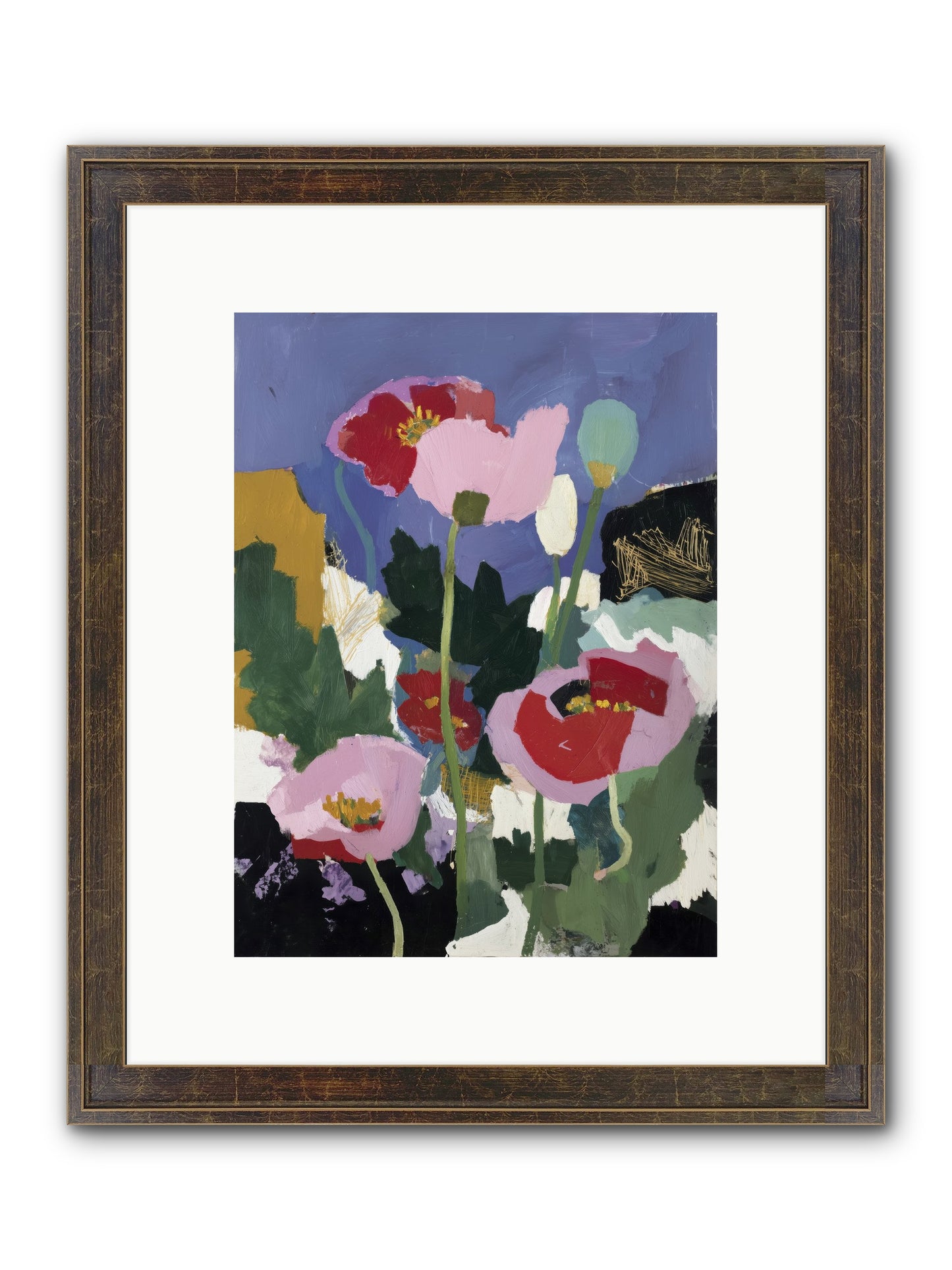 Quiet Mosaic Framed Print - Slimwoods Black/Gold 9x12