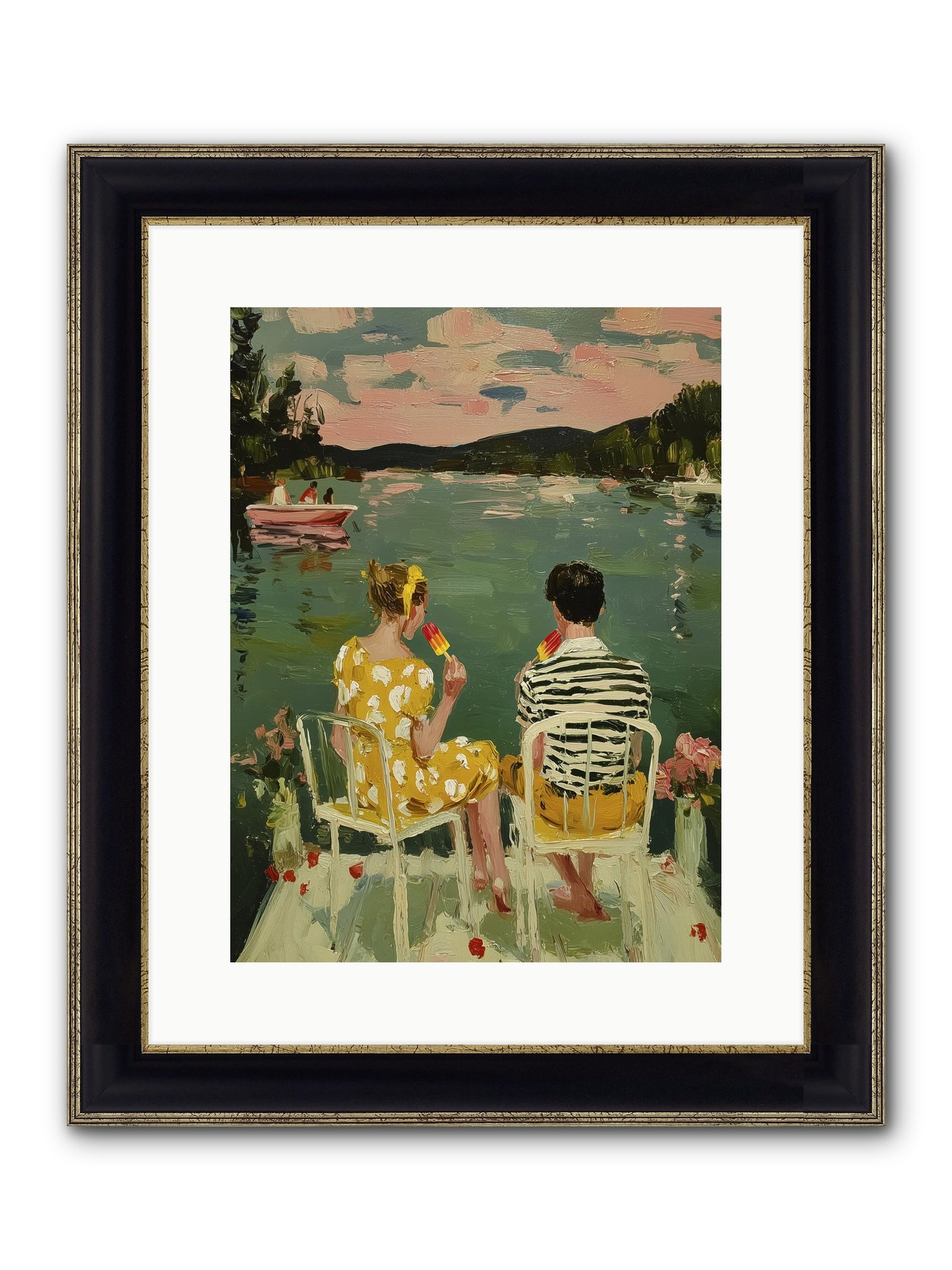 Quiet Waters Framed Print - Black & Gold 12x16