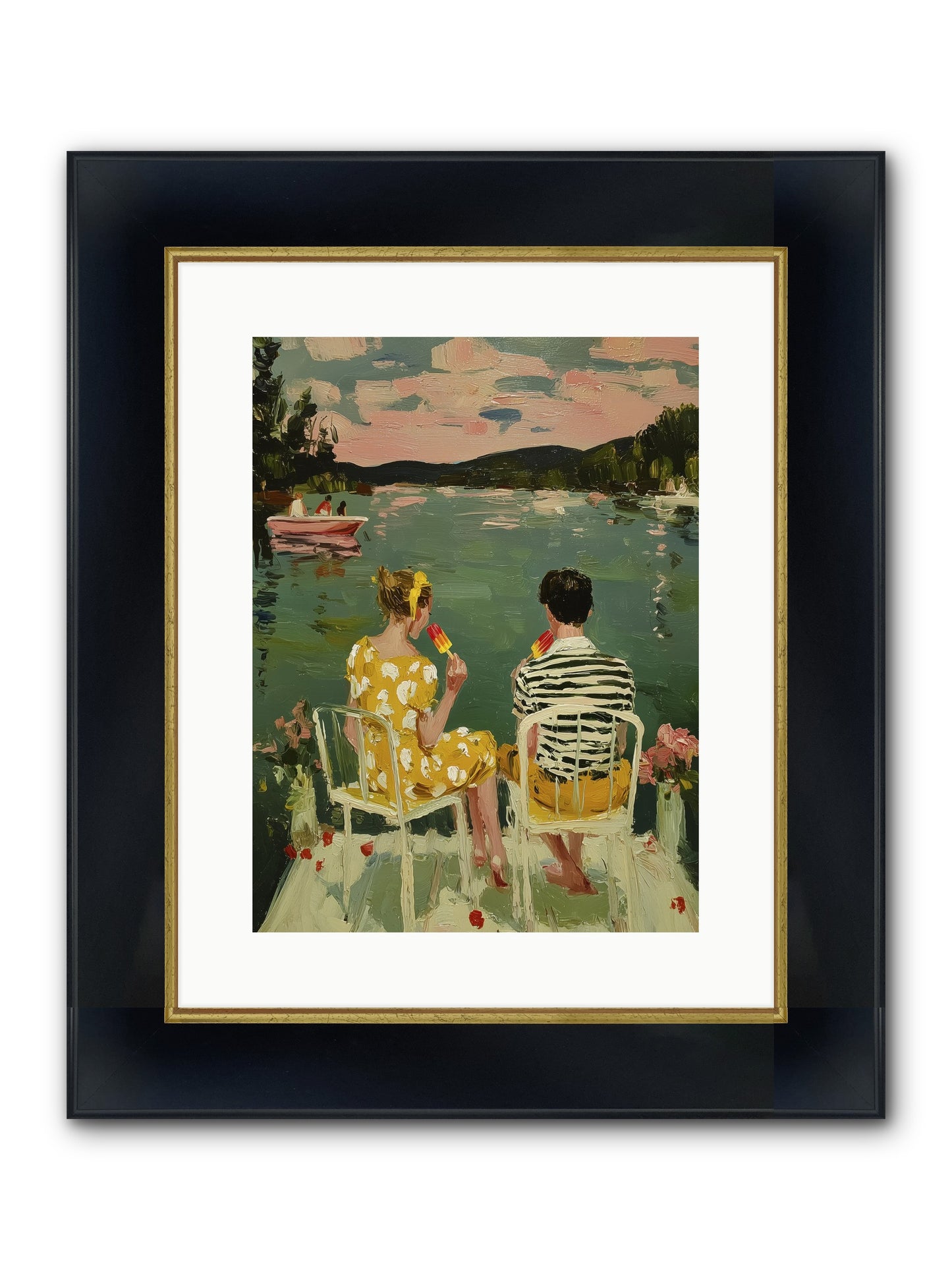 Quiet Waters Framed Print - Wide Black w/Gold 12x16