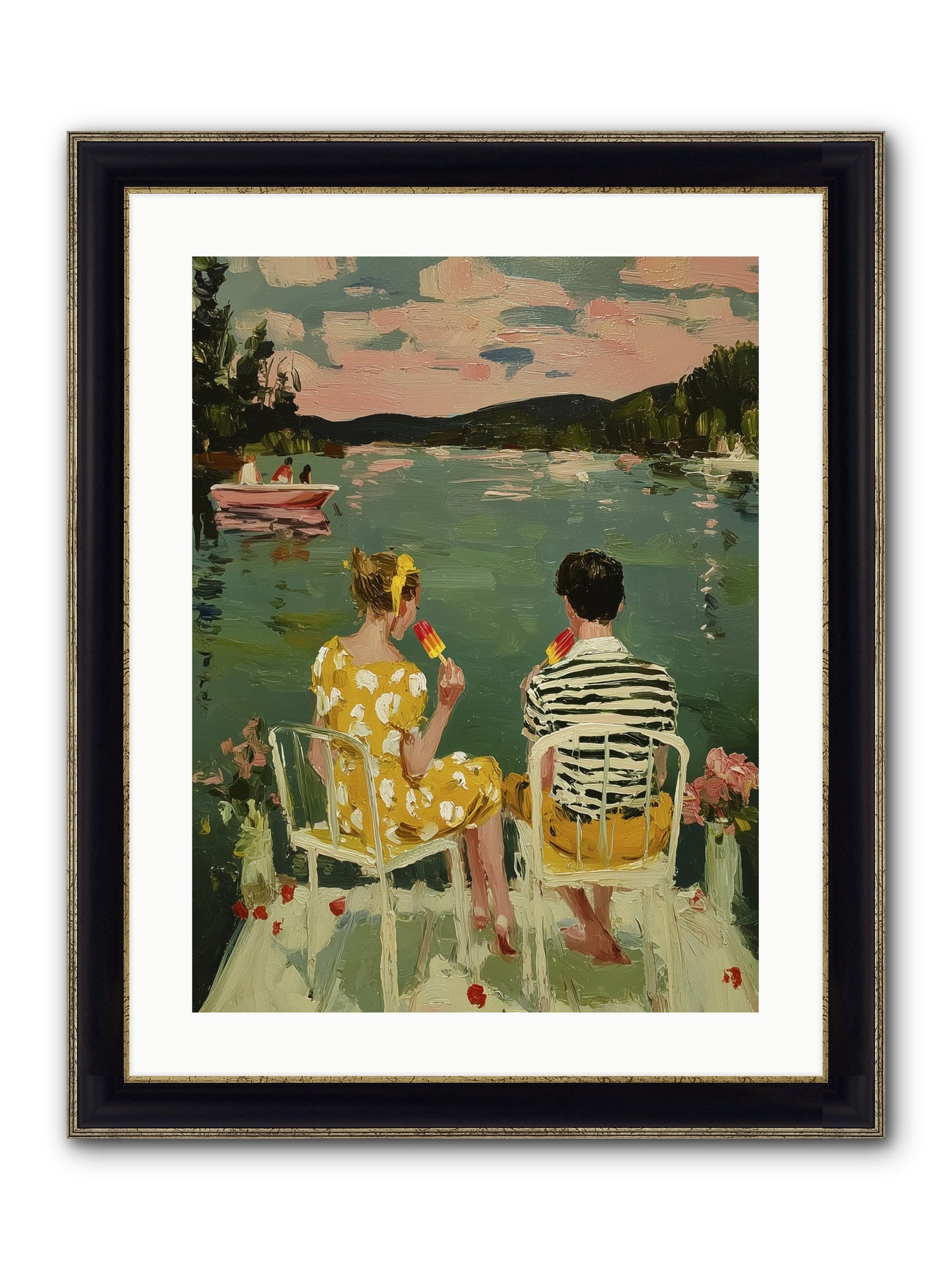 Quiet Waters Framed Print - Black & Gold 18x24