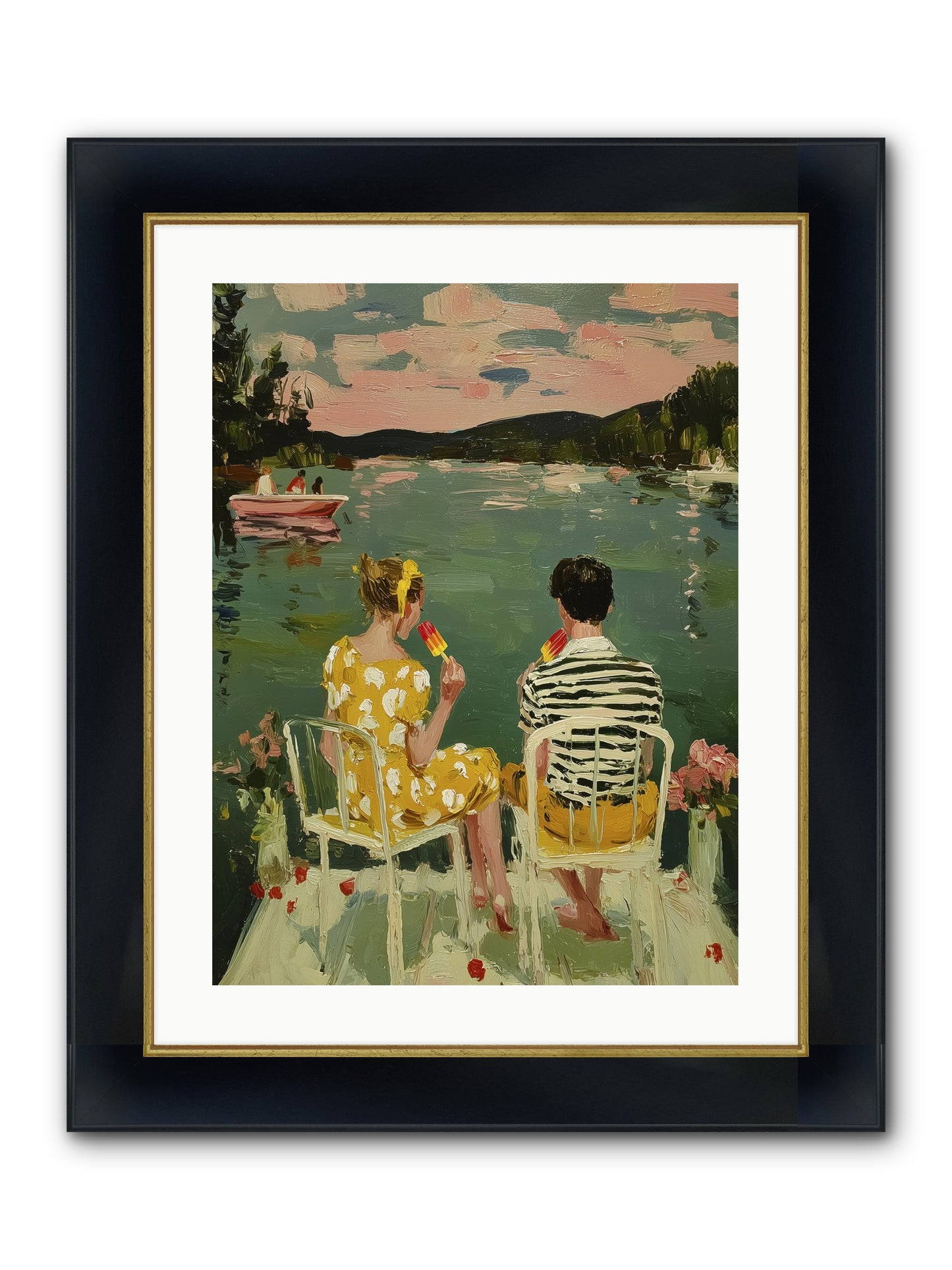 Quiet Waters Framed Print - Wide Black w/Gold 18x24
