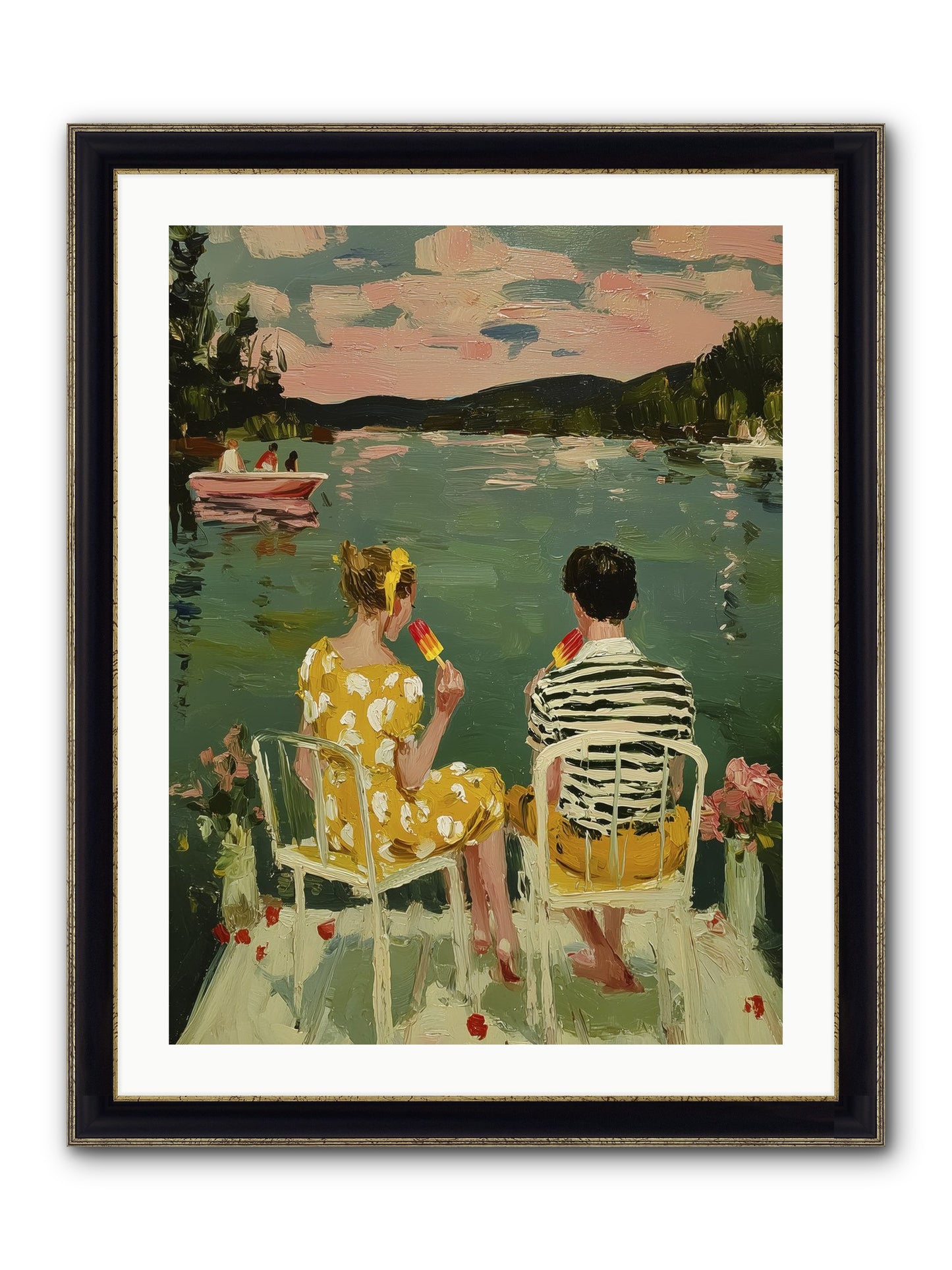 Quiet Waters Framed Print - Black & Gold 24x32