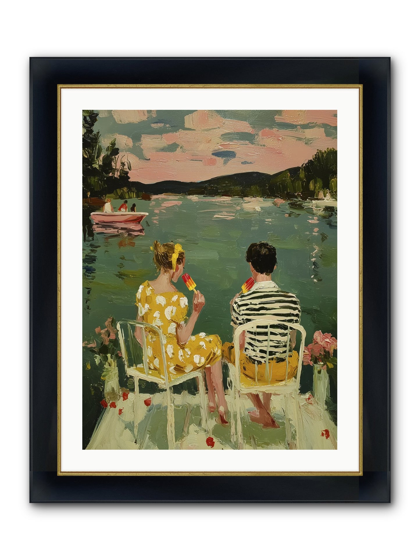 Quiet Waters Framed Print - Wide Black w/Gold 24x32