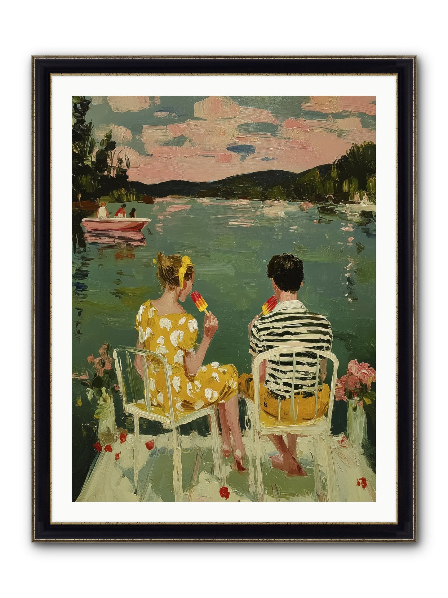 Quiet Waters Framed Print - Black & Gold 30x40