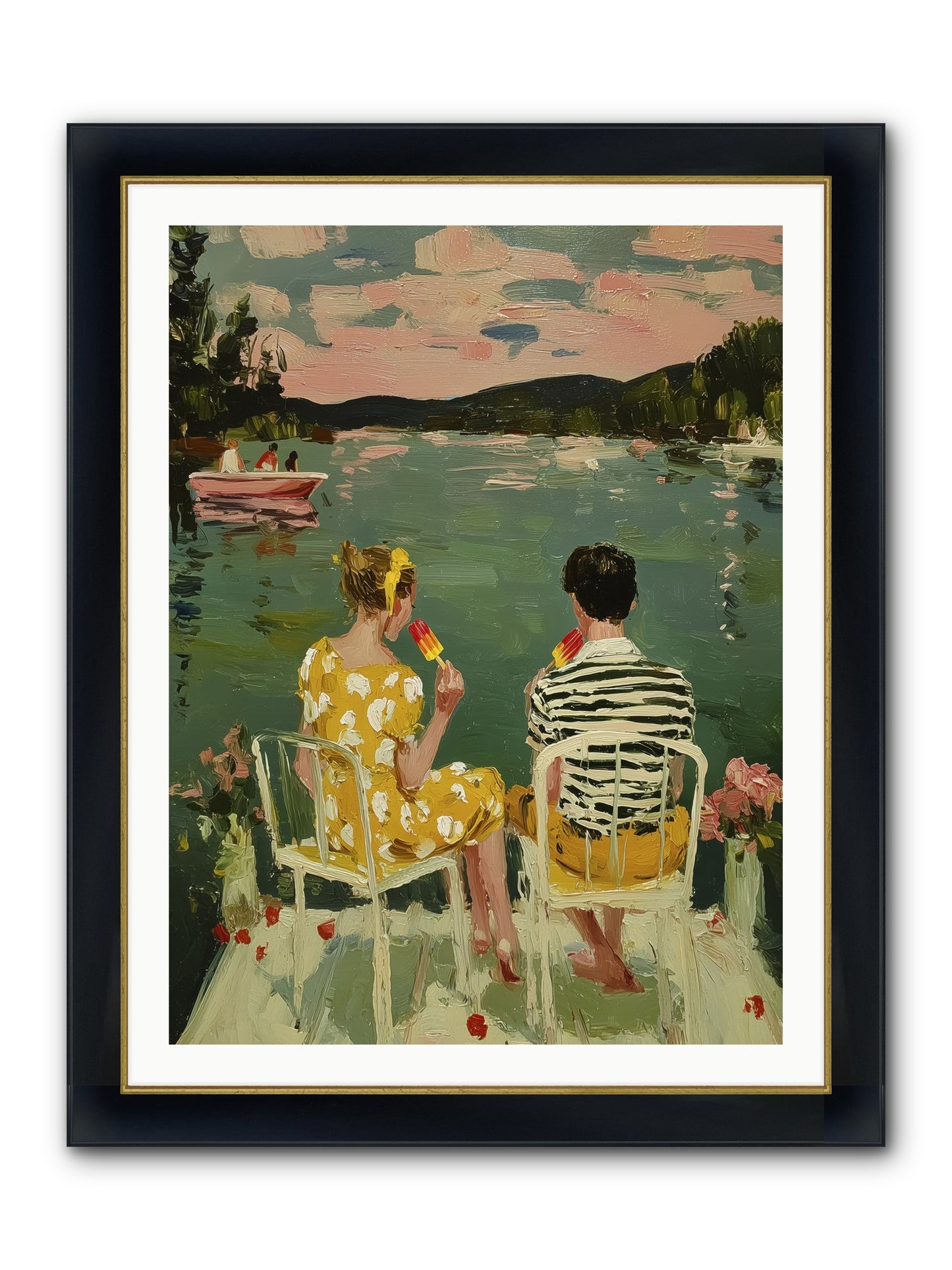 Quiet Waters Framed Print - Wide Black w/Gold 30x40