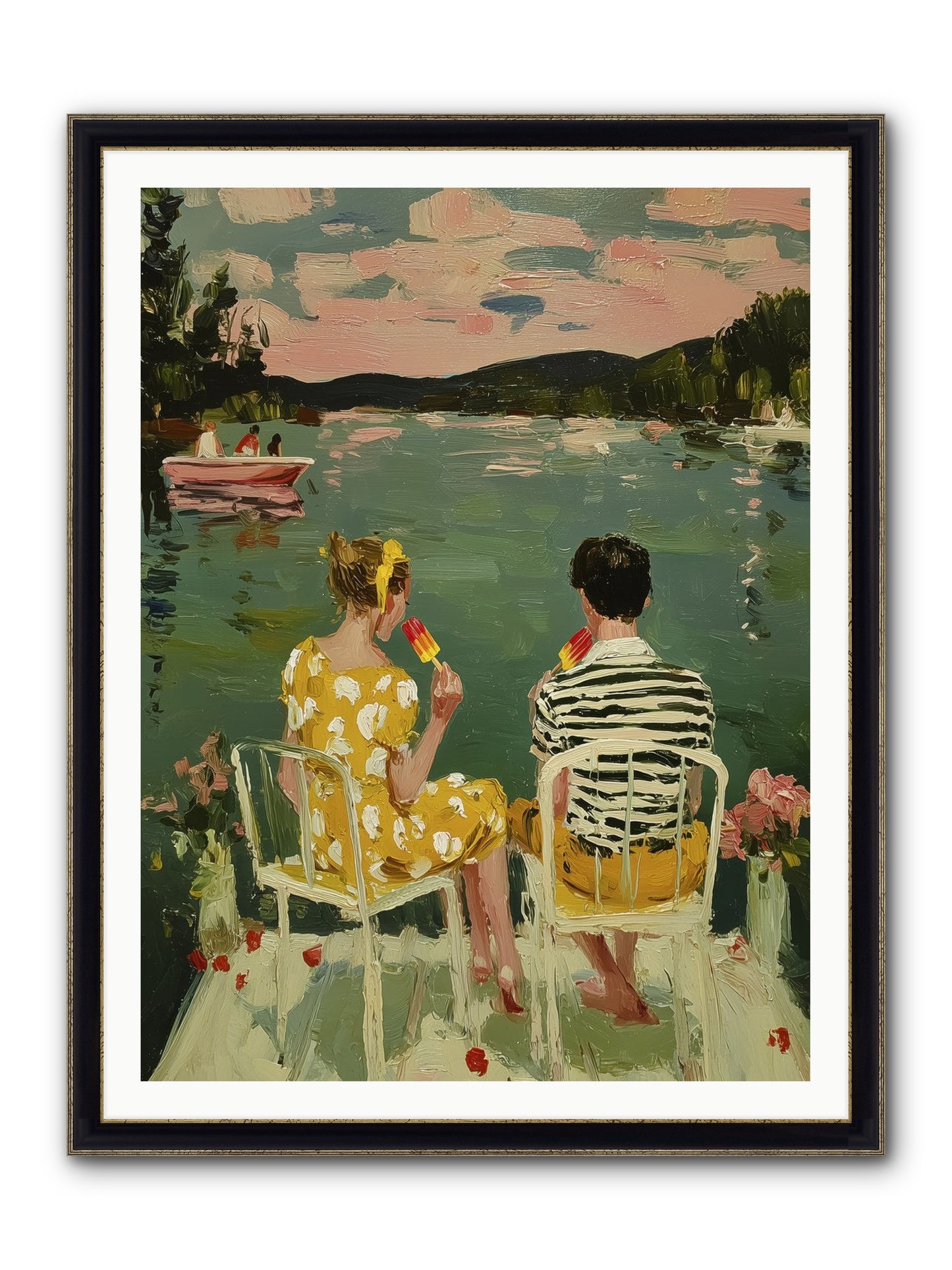 Quiet Waters Framed Print - Black & Gold 36x48