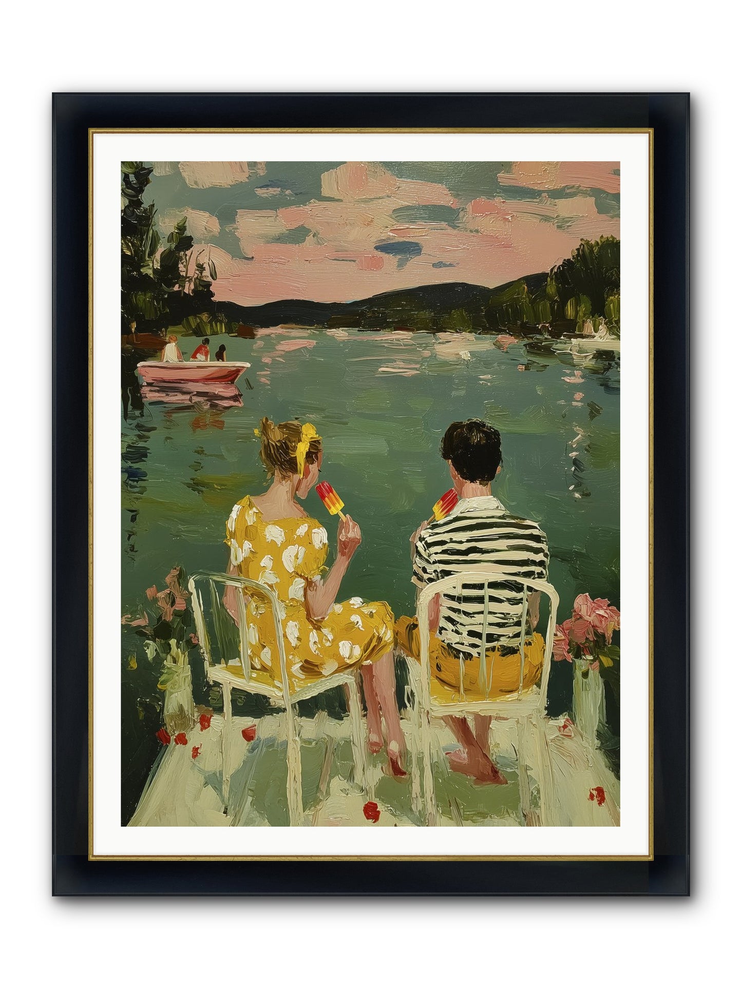 Quiet Waters Framed Print - Wide Black w/Gold 36x48