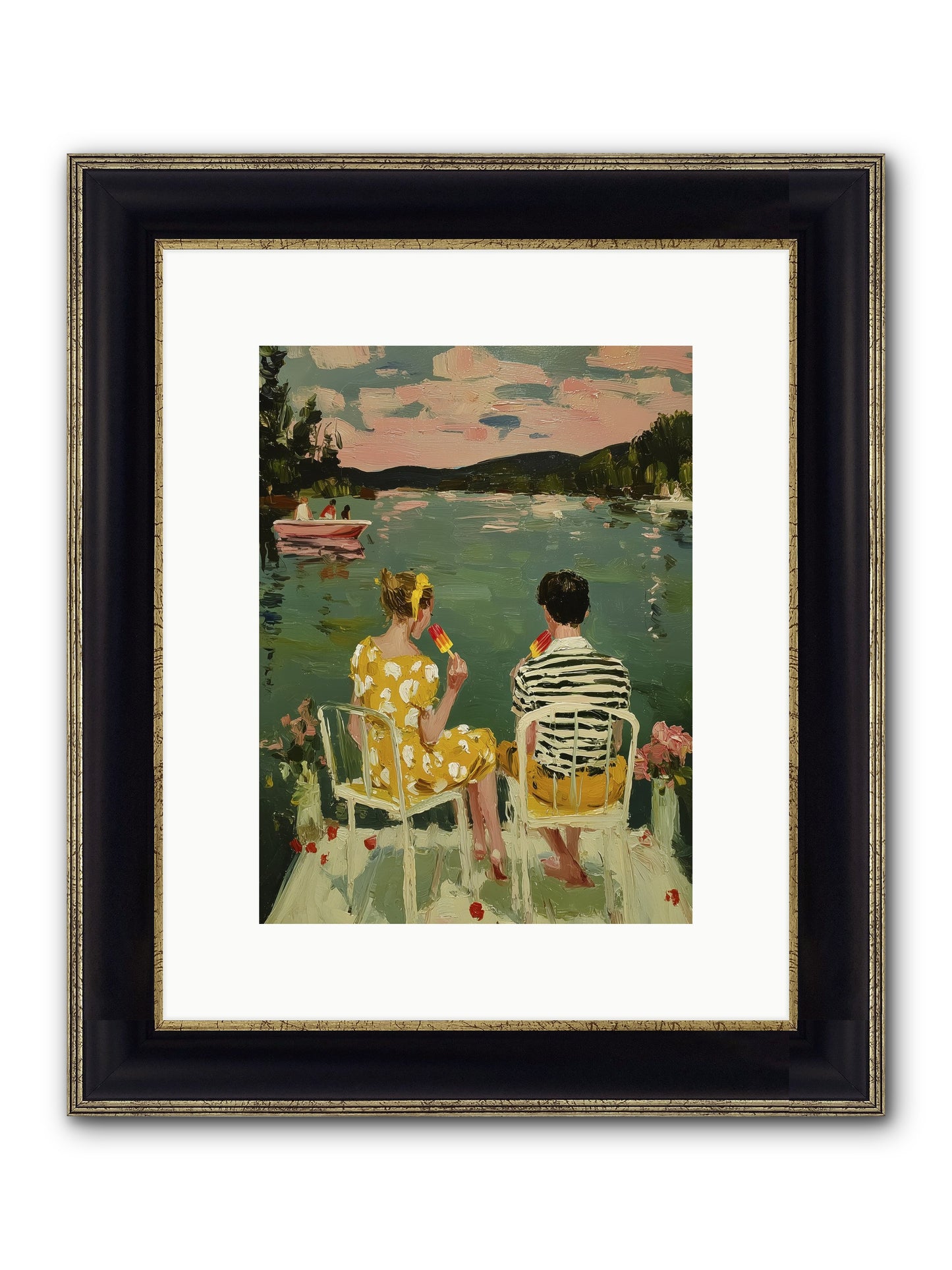 Quiet Waters Framed Print - Black & Gold 9x12