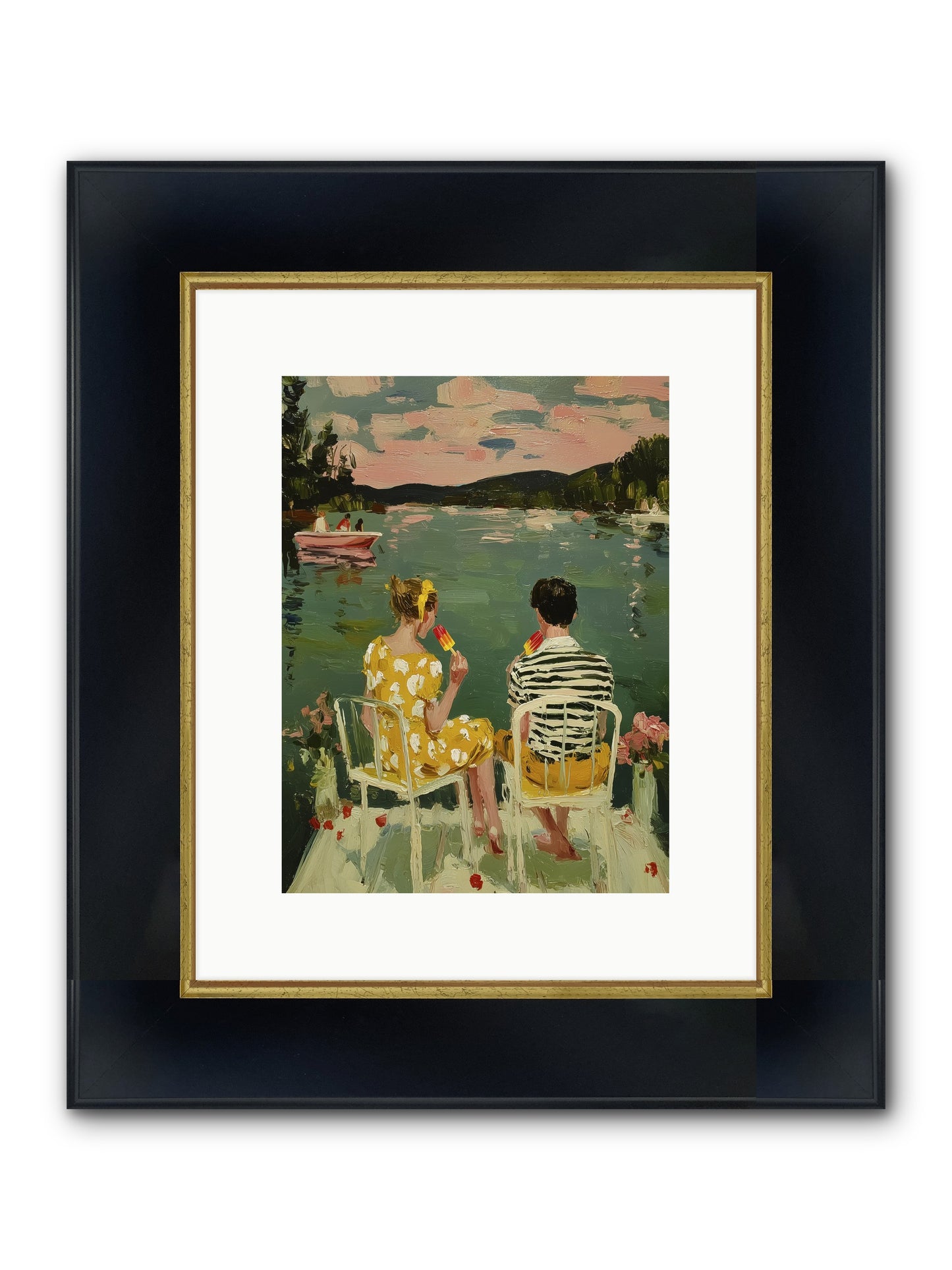 Quiet Waters Framed Print - Wide Black w/Gold 9x12
