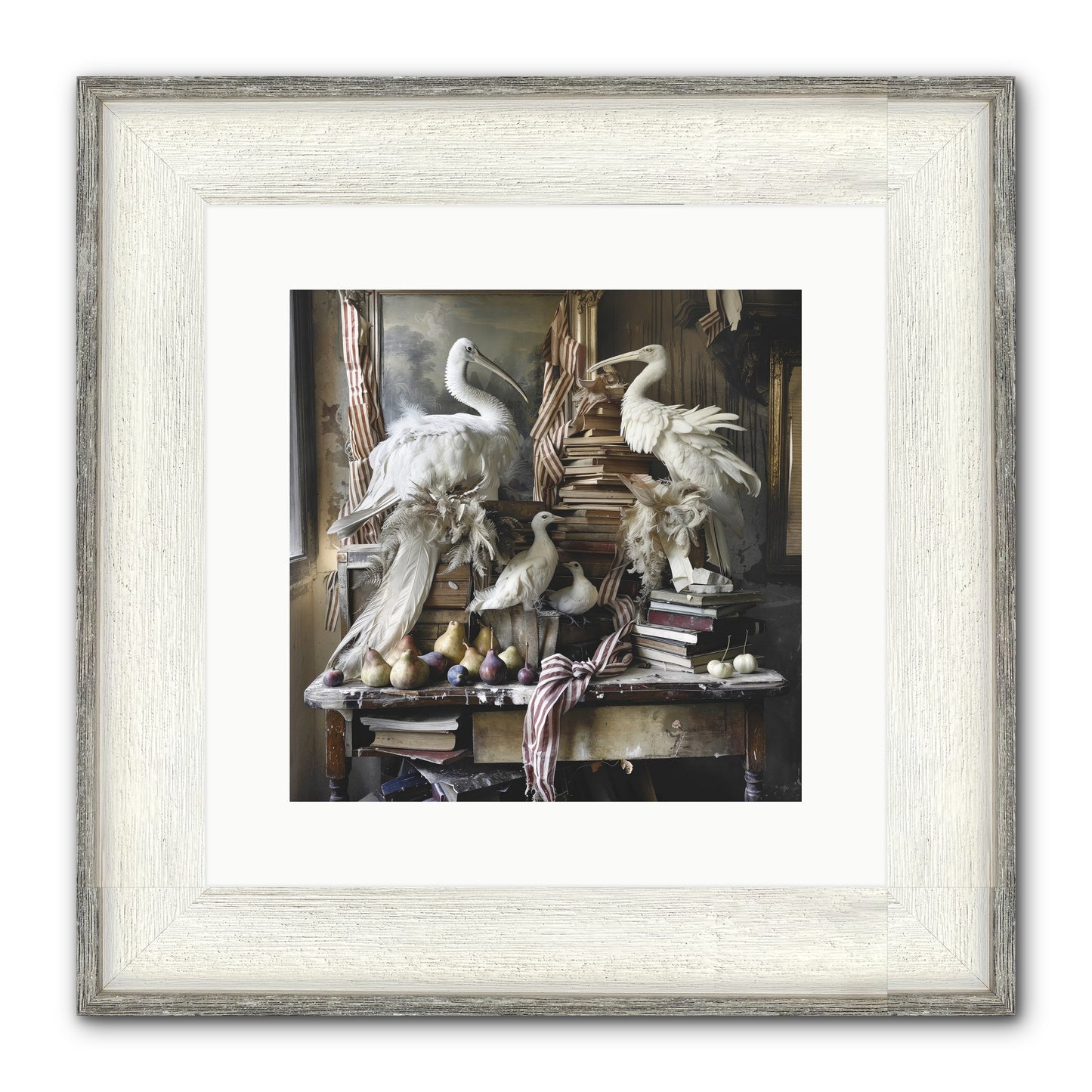 Quills Of Enchanted Epochs Framed Print - Driftwood White 12x12