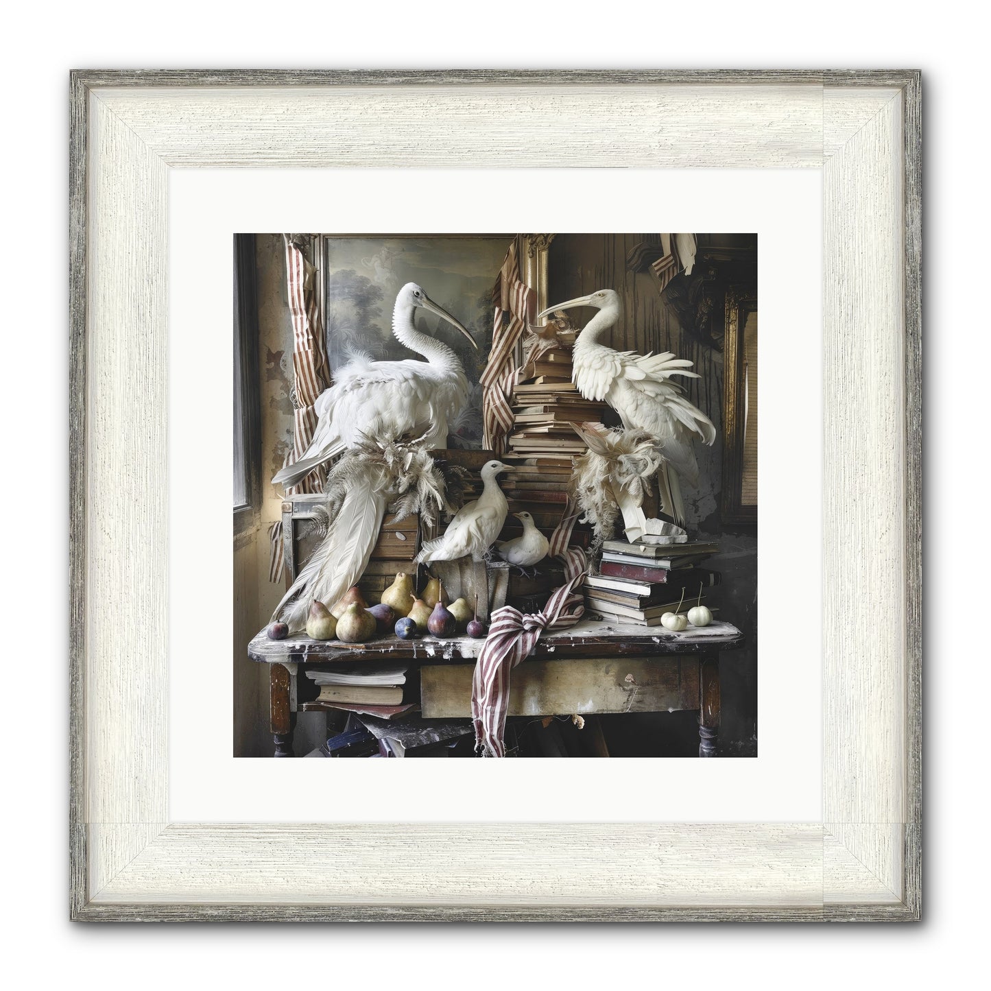Quills Of Enchanted Epochs Framed Print - Driftwood White 16x16