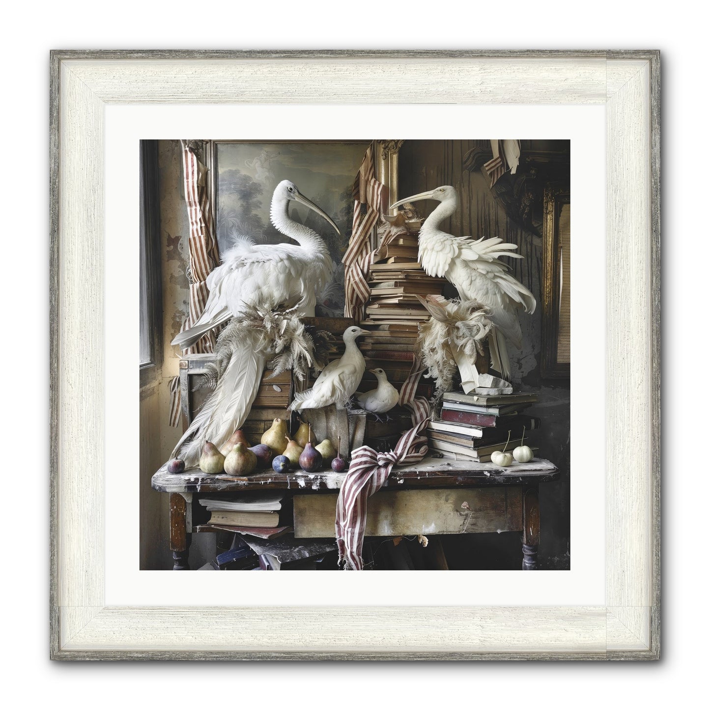 Quills Of Enchanted Epochs Framed Print - Driftwood White 24x24