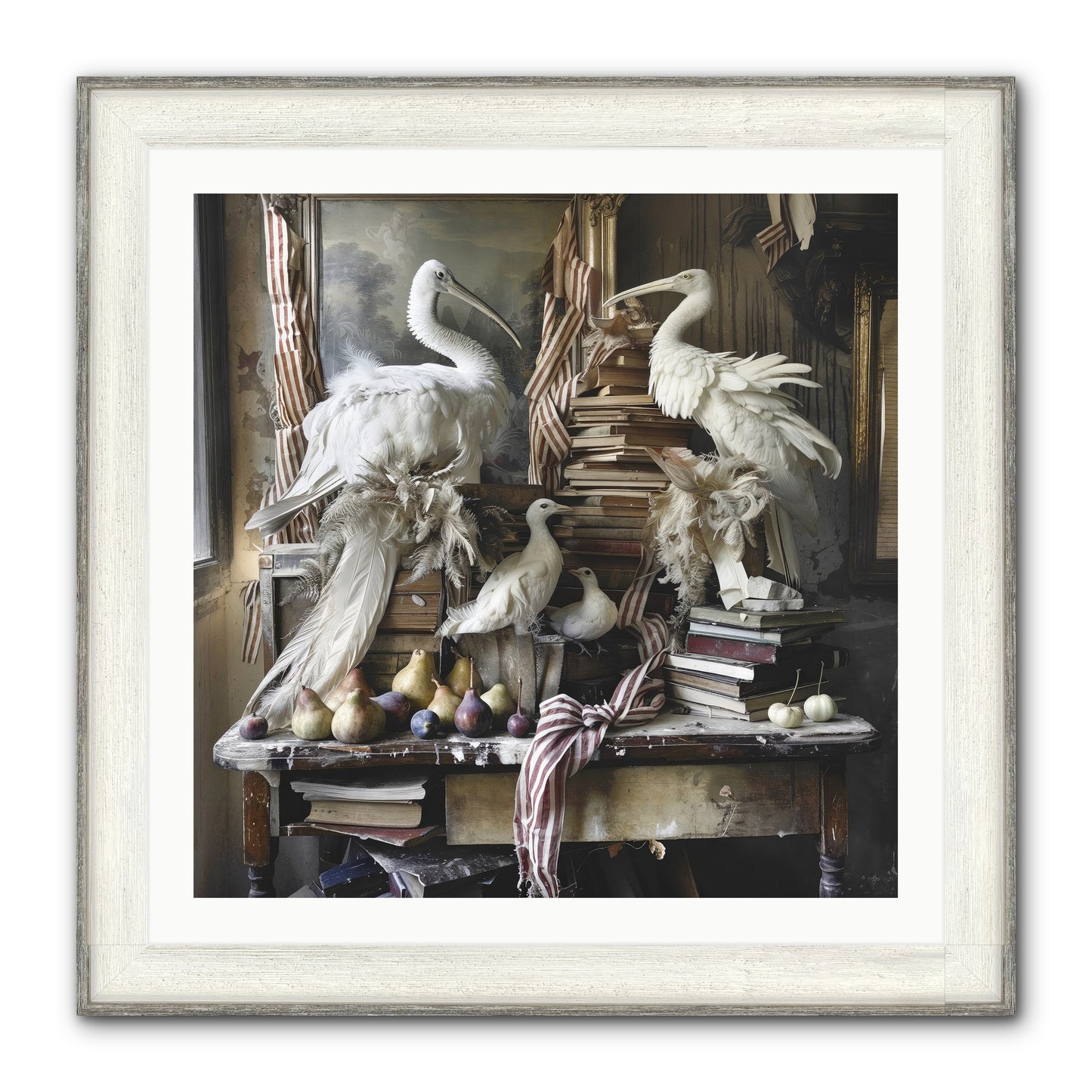Quills Of Enchanted Epochs Framed Print - Driftwood White 30x30