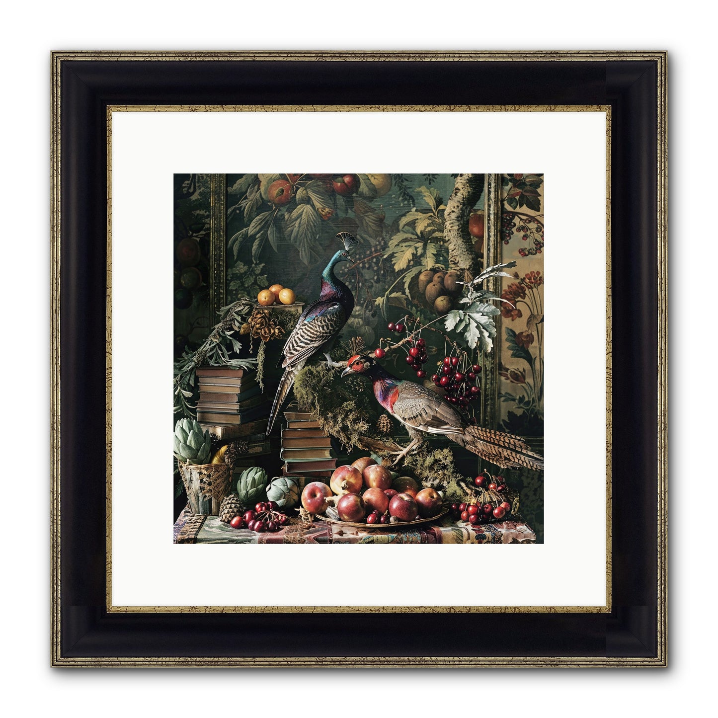 Quills Of The Lost Gardens Framed Print - Black & Gold 12x12