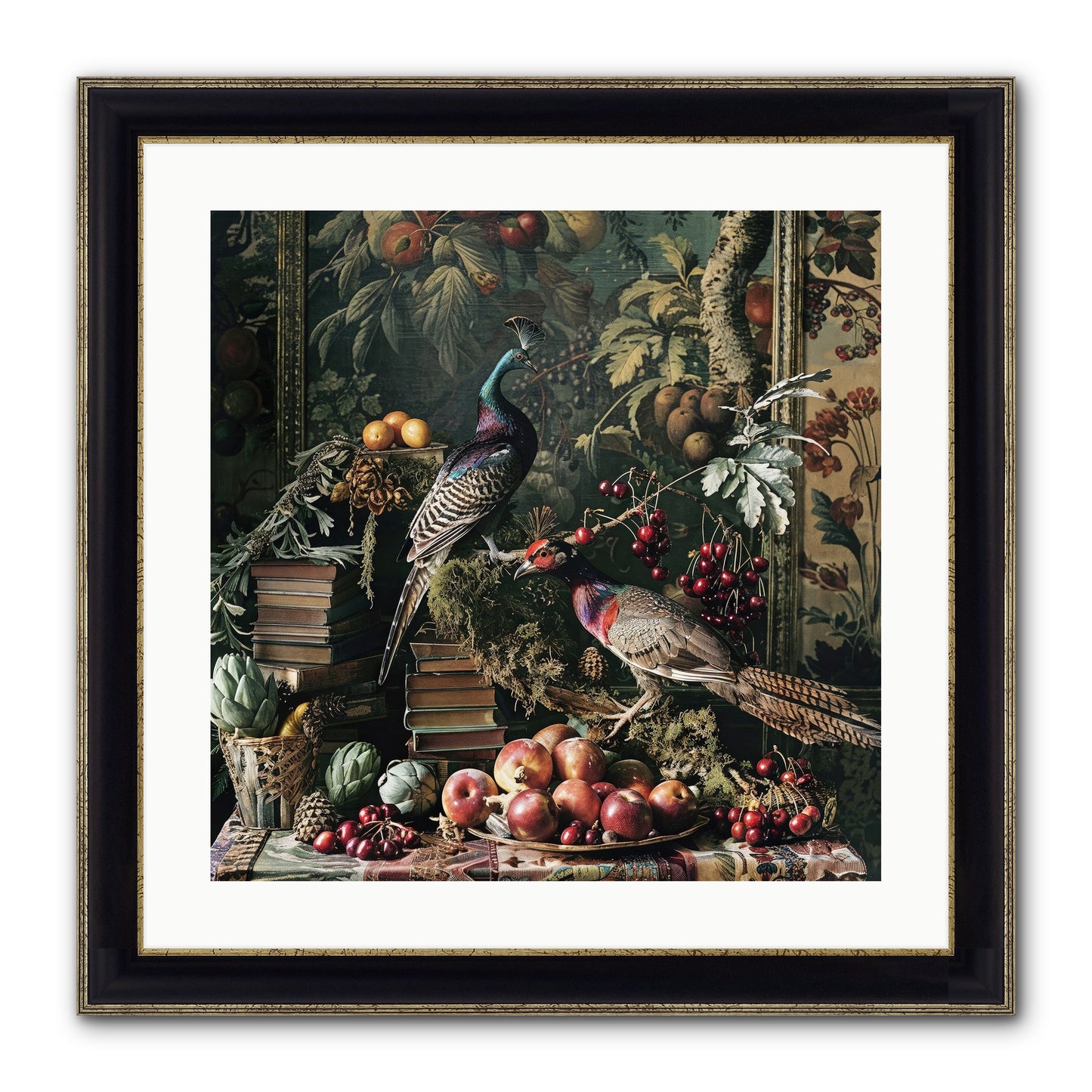 Quills Of The Lost Gardens Framed Print - Black & Gold 20x20