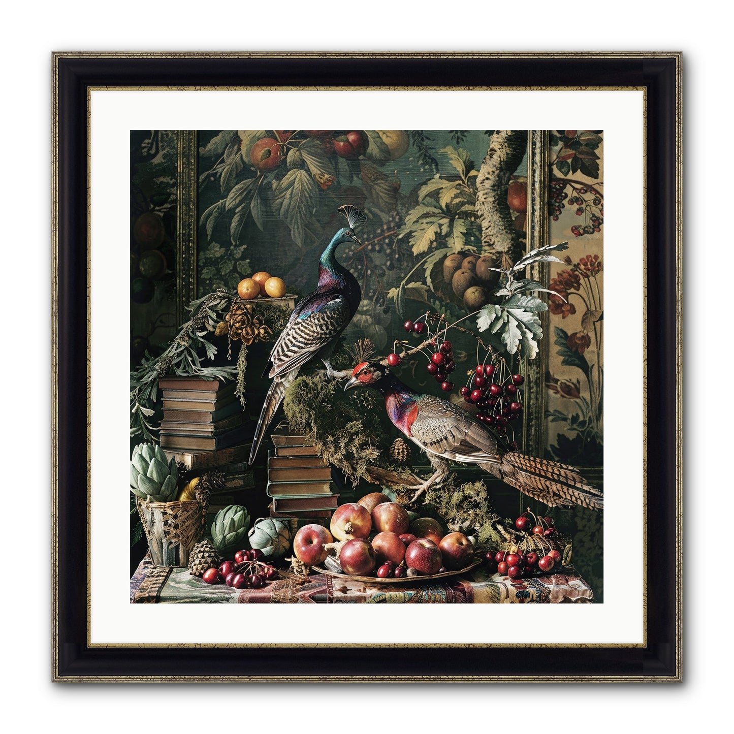 Quills Of The Lost Gardens Framed Print - Black & Gold 24x24