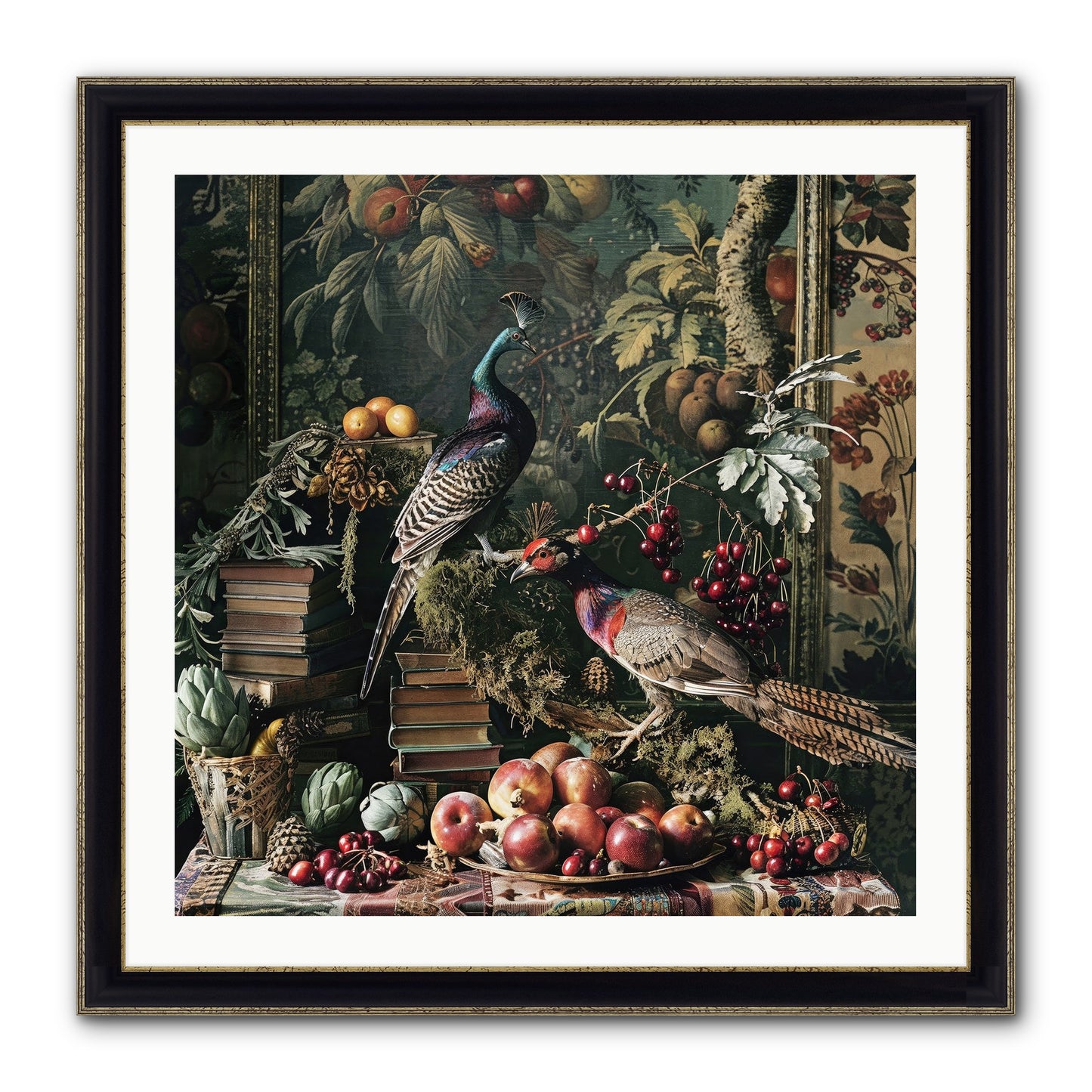 Quills Of The Lost Gardens Framed Print - Black & Gold 30x30
