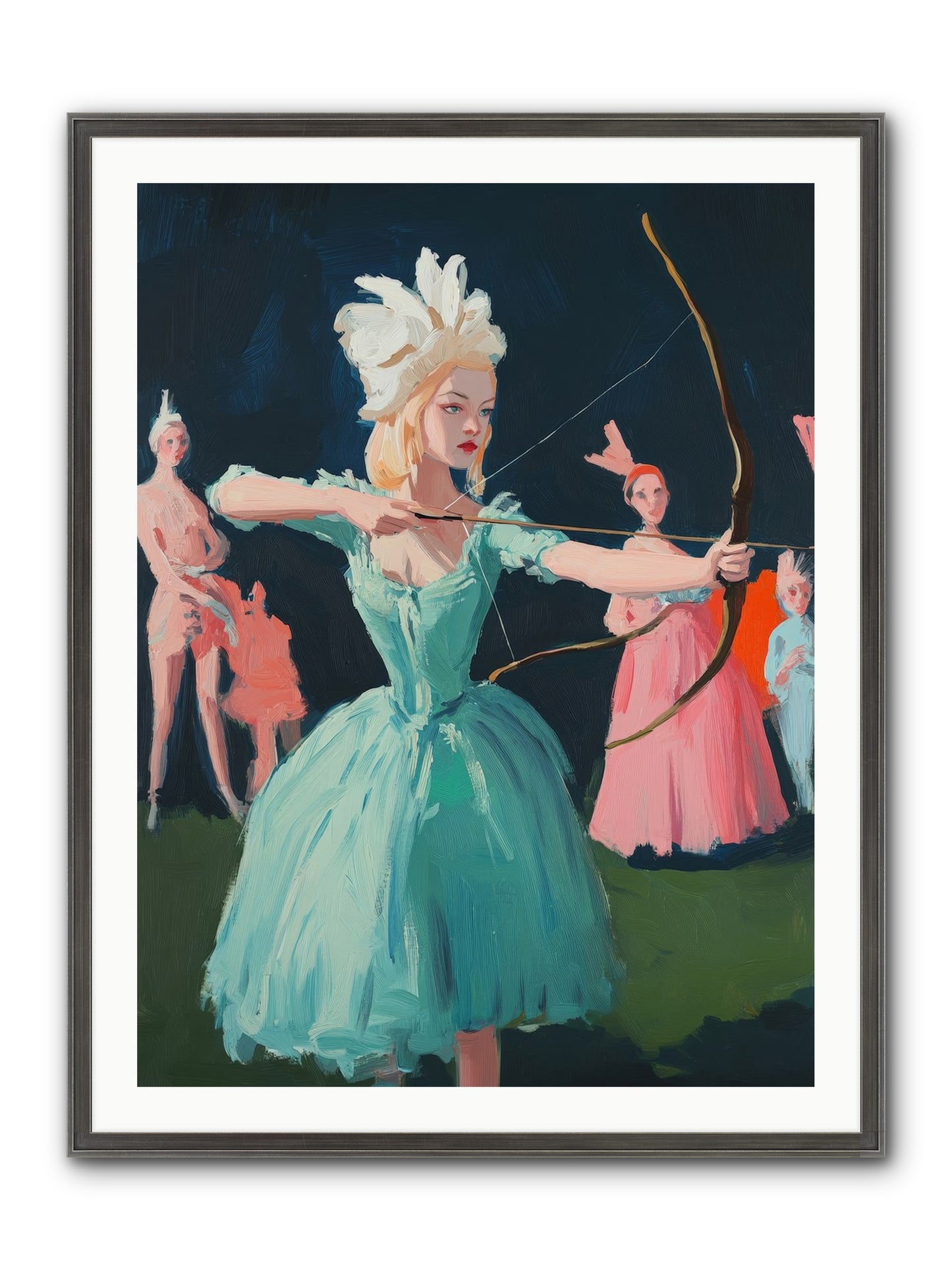 Quiver & Crown Framed Print - Slimwoods Black/Silver 30x40
