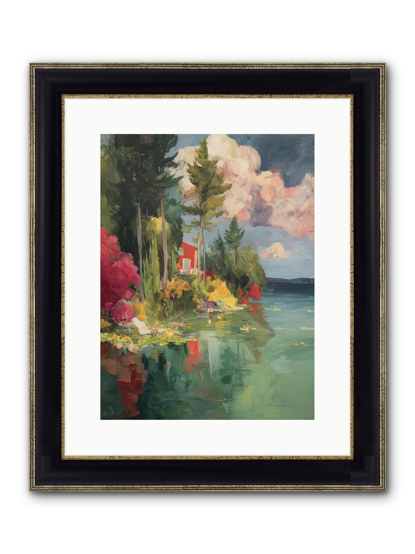 Racing Clouds Framed Print - Black & Gold 12x16