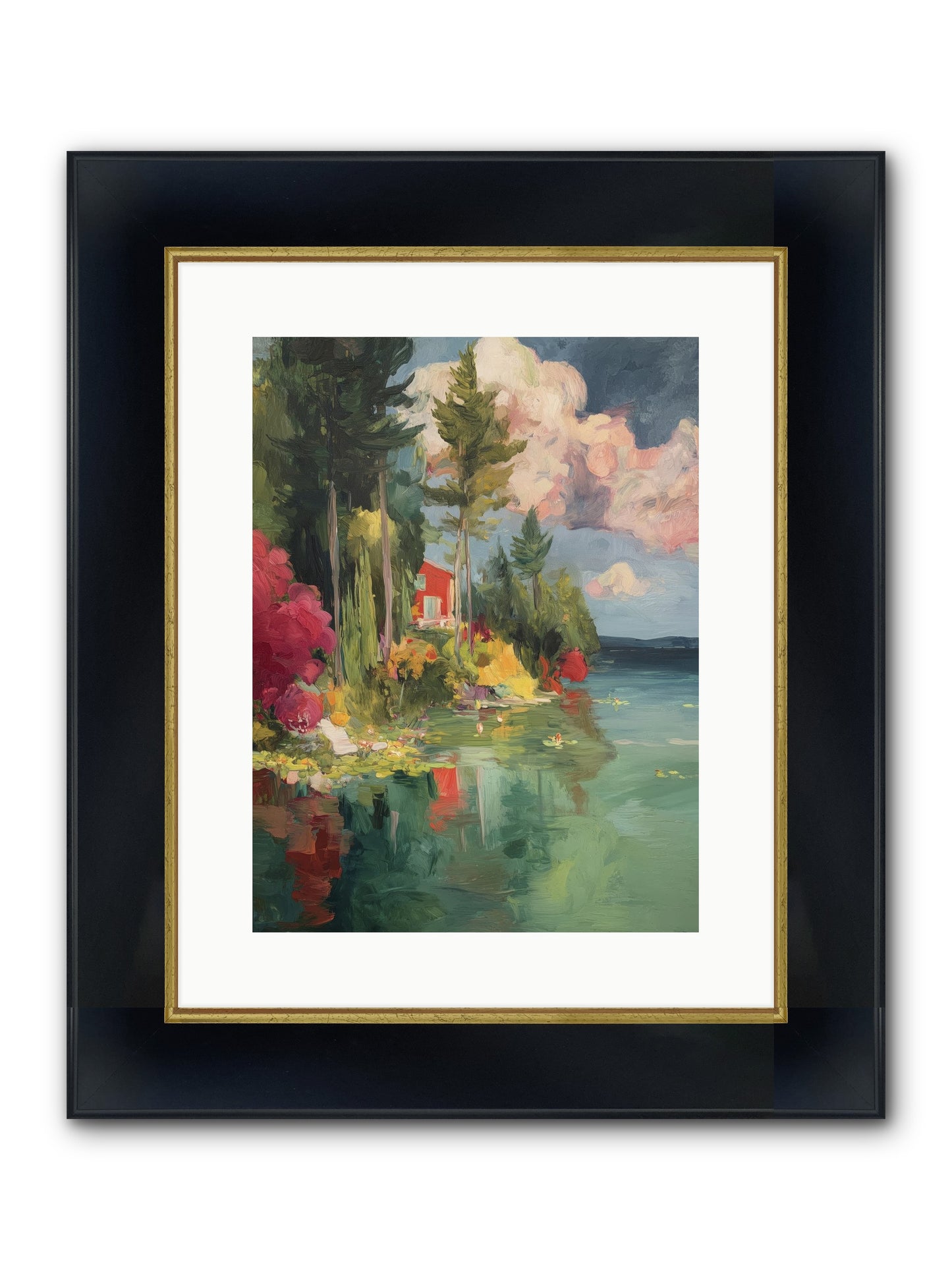 Racing Clouds Framed Print - Wide Black w/Gold 12x16