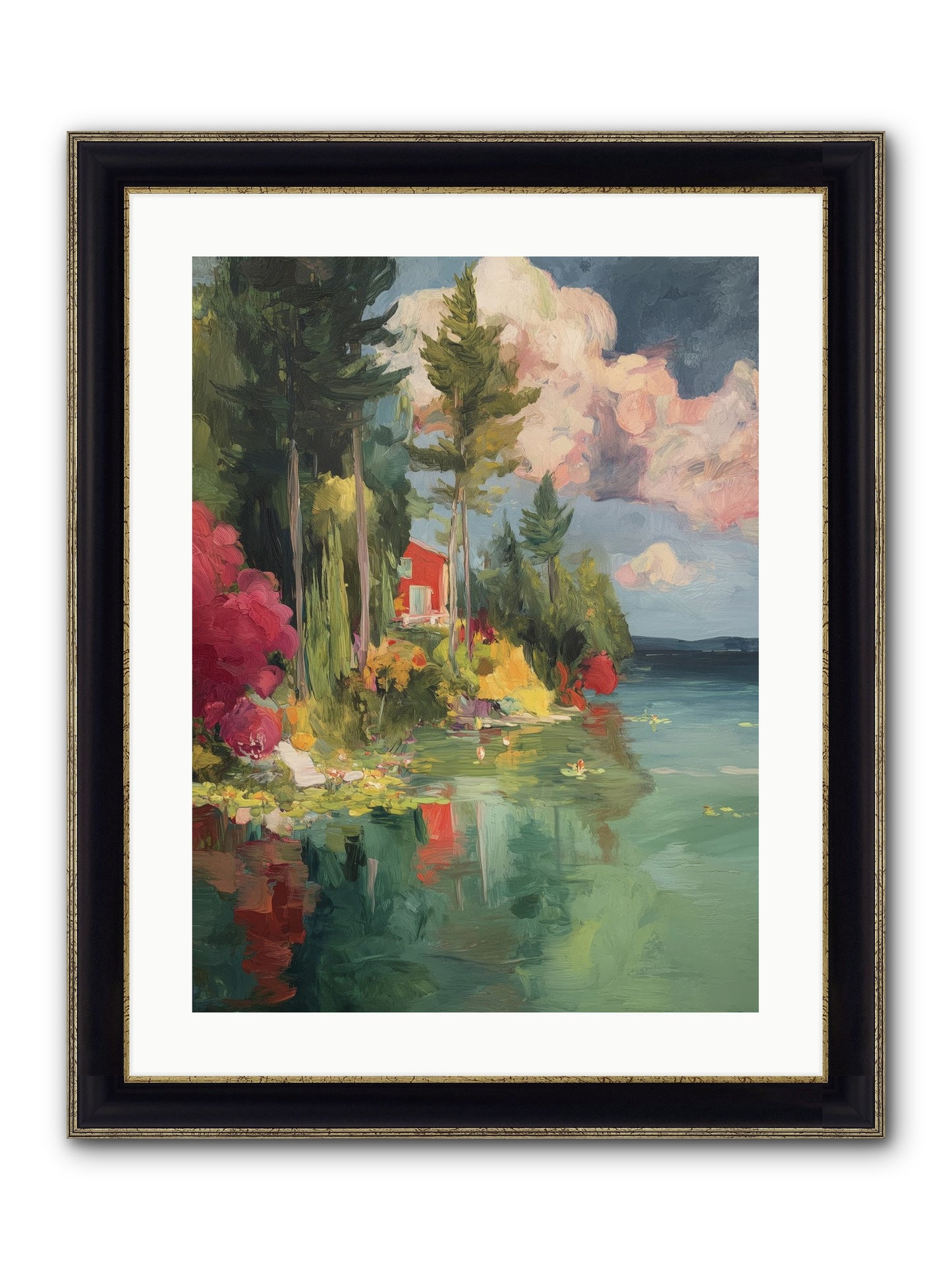 Racing Clouds Framed Print - Black & Gold 18x24