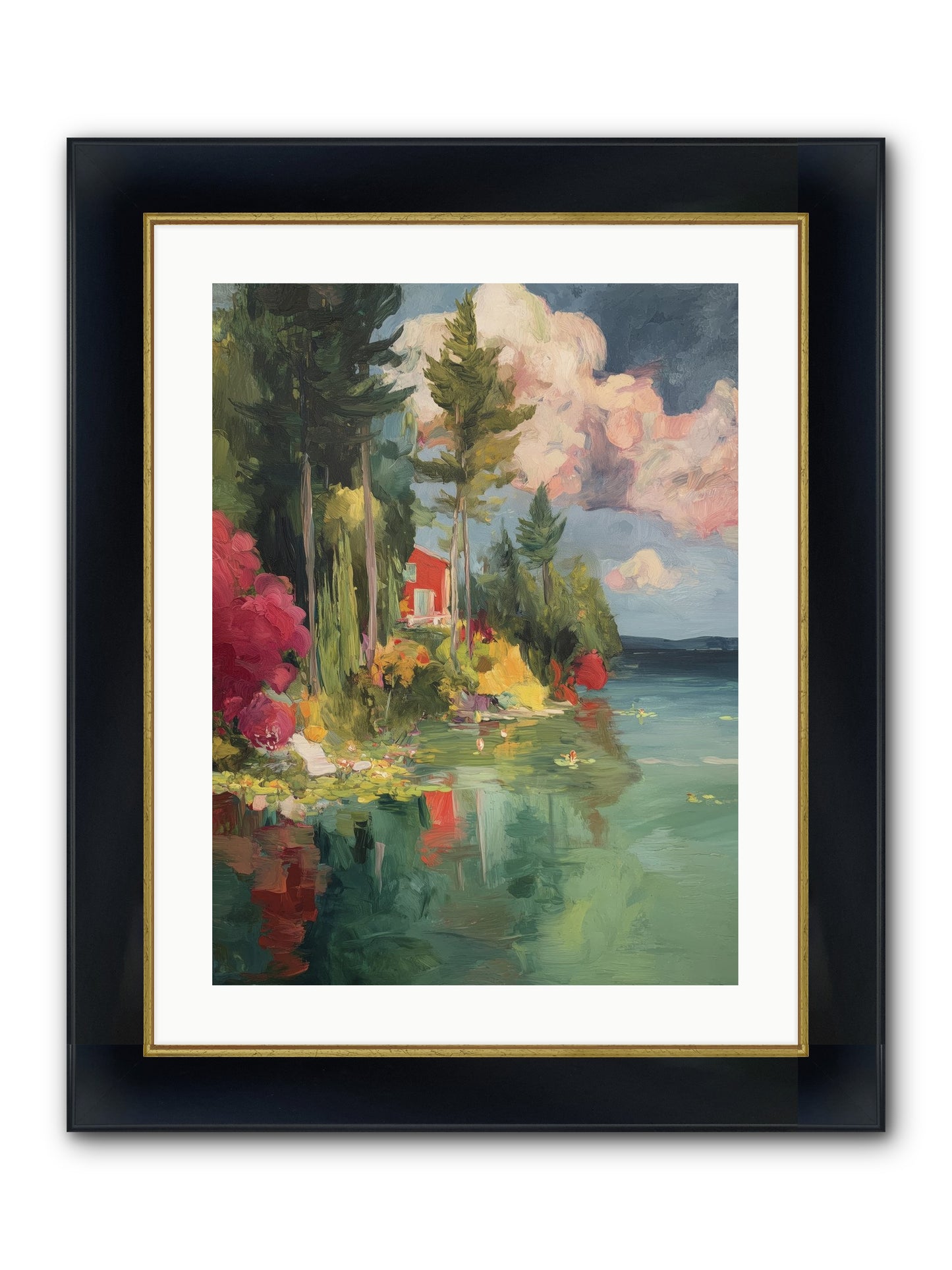 Racing Clouds Framed Print - Wide Black w/Gold 18x24