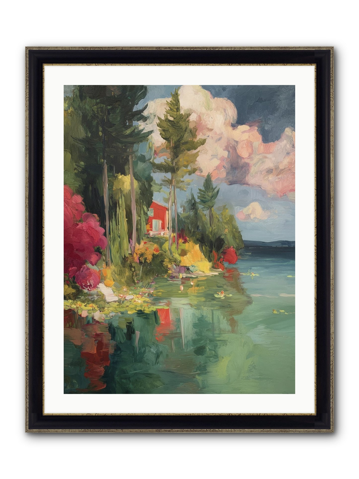 Racing Clouds Framed Print - Black & Gold 24x32
