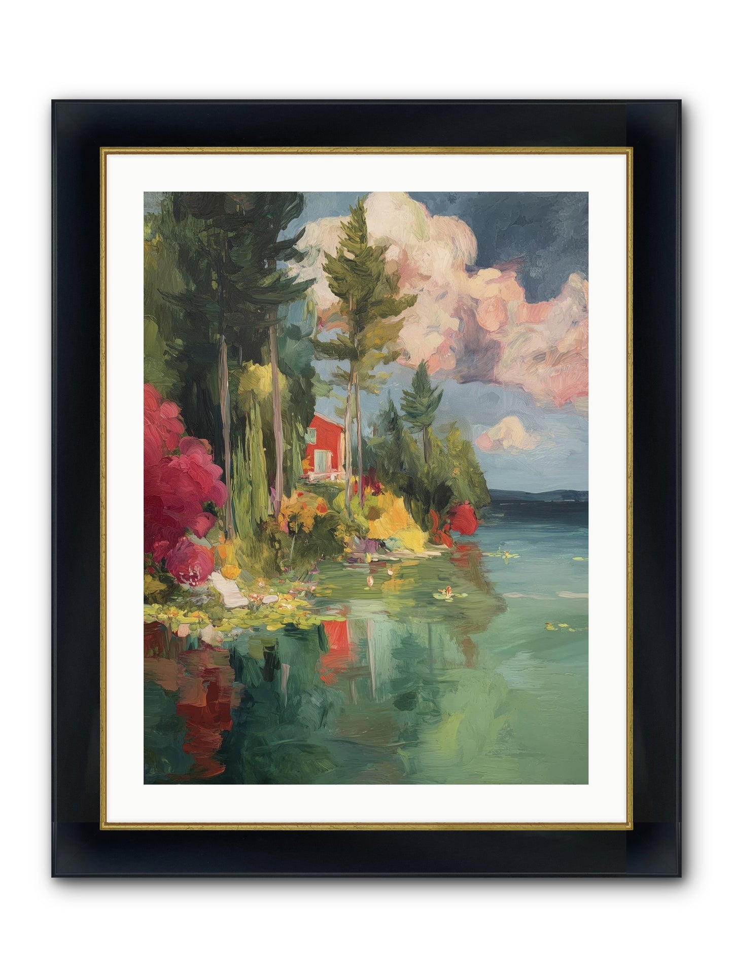 Racing Clouds Framed Print - Wide Black w/Gold 24x32