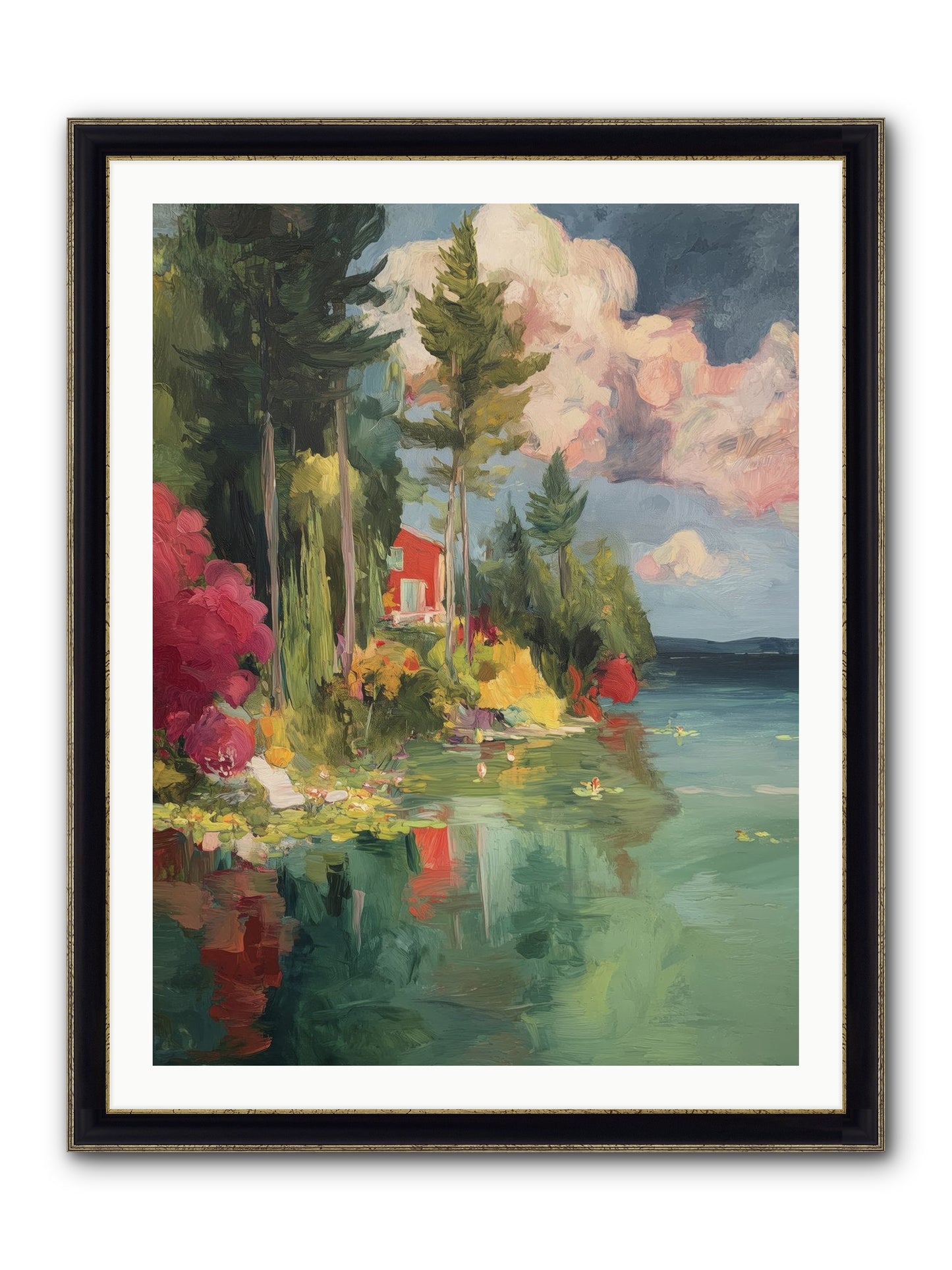 Racing Clouds Framed Print - Black & Gold 30x40