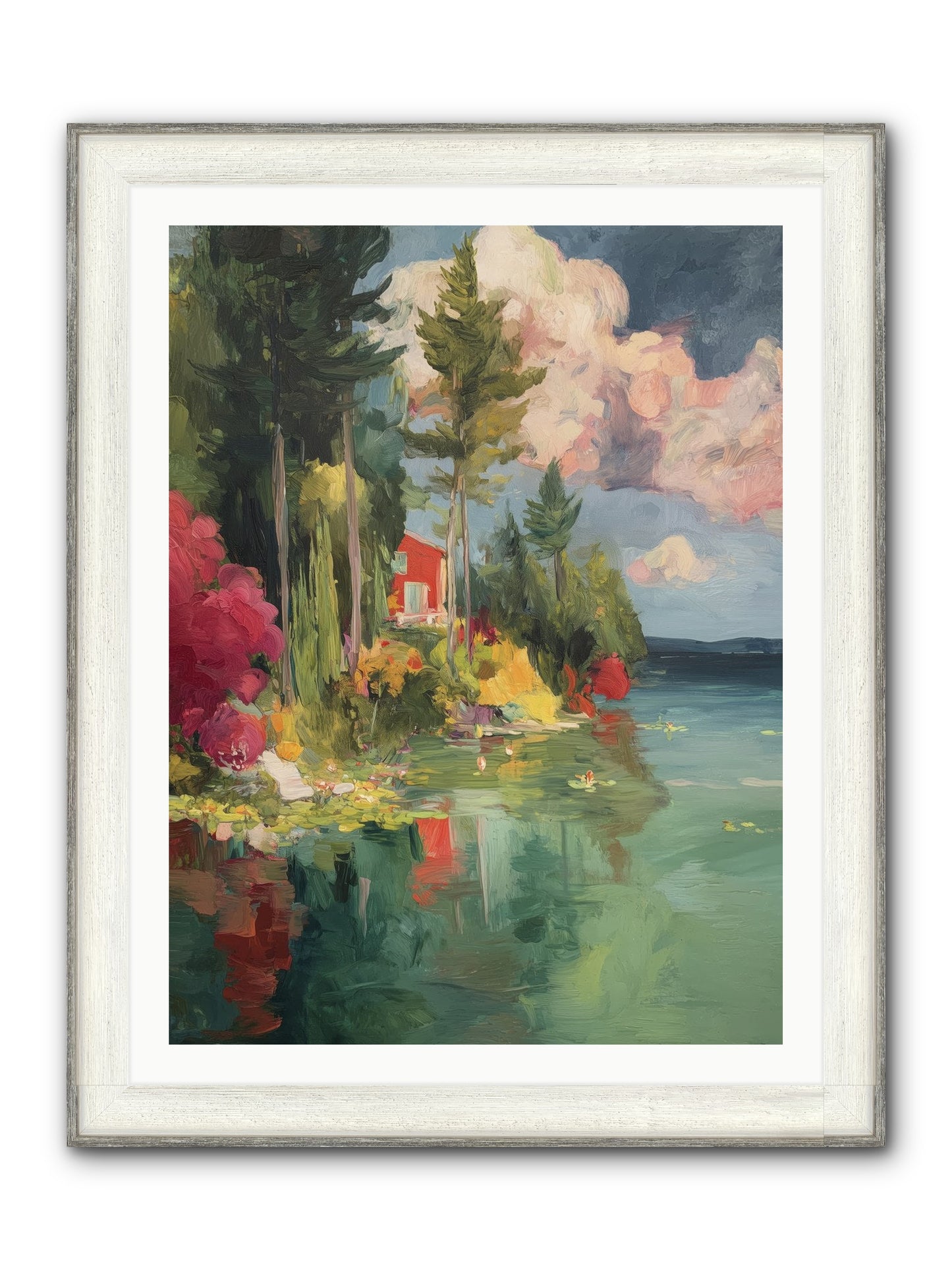 Racing Clouds Framed Print - Driftwood White 30x40