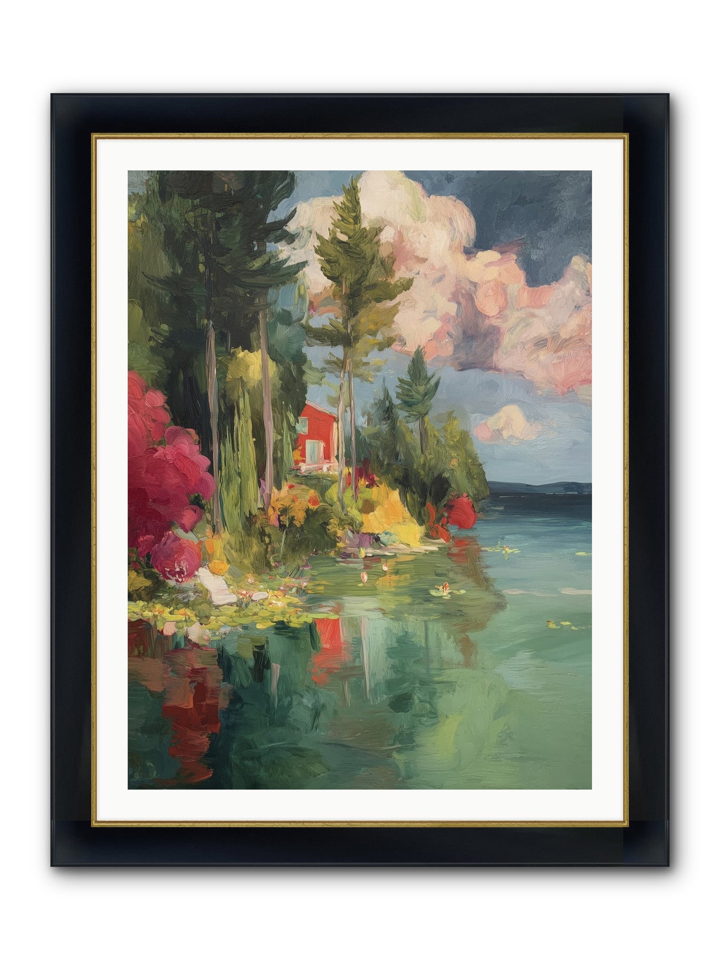Racing Clouds Framed Print - Wide Black w/Gold 30x40
