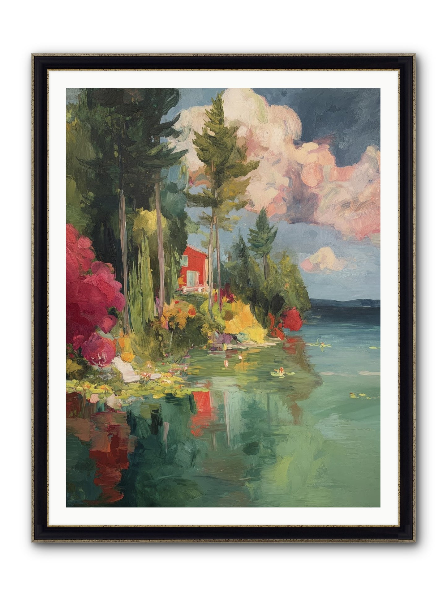 Racing Clouds Framed Print - Black & Gold 36x48
