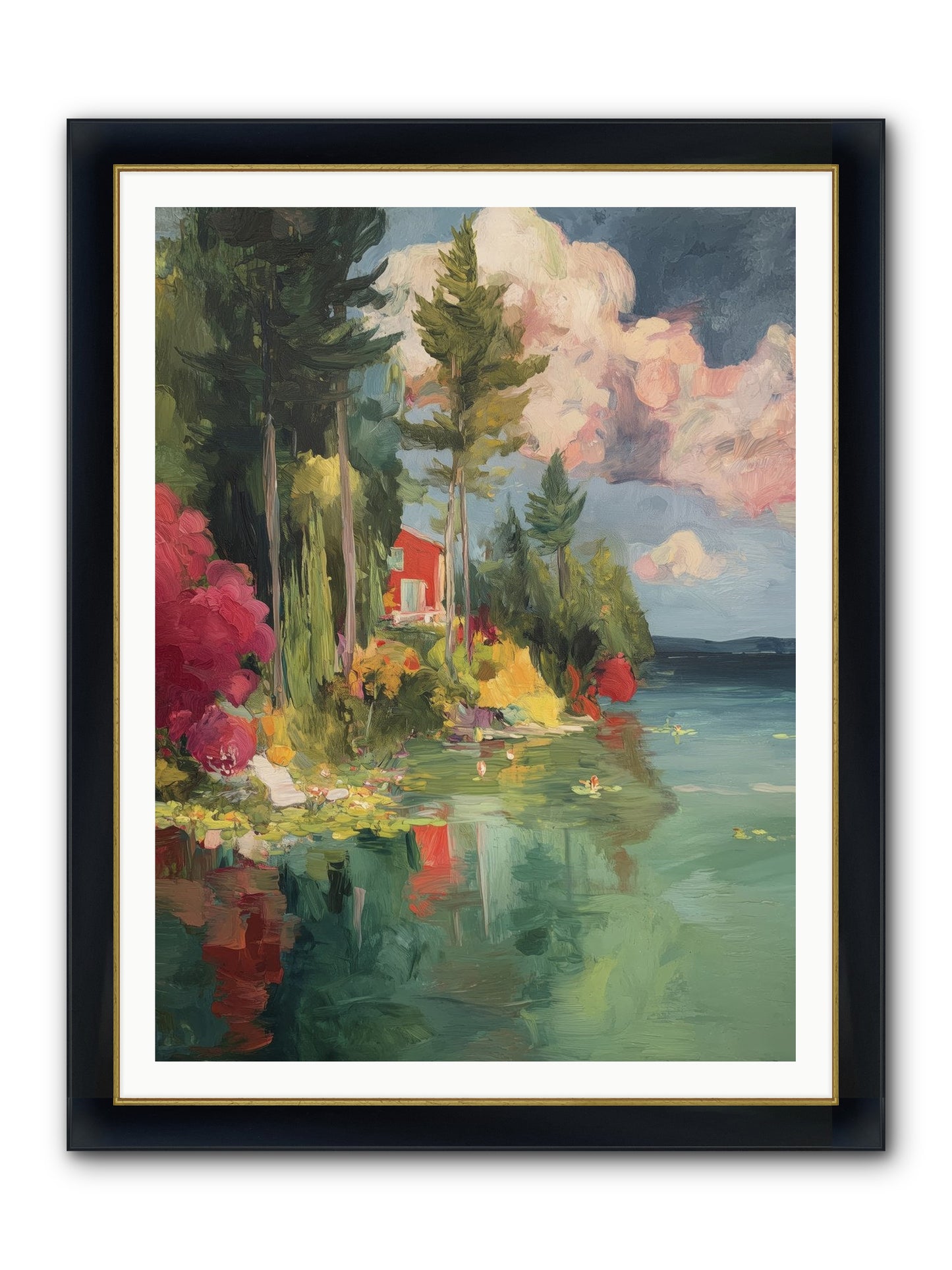 Racing Clouds Framed Print - Wide Black w/Gold 36x48
