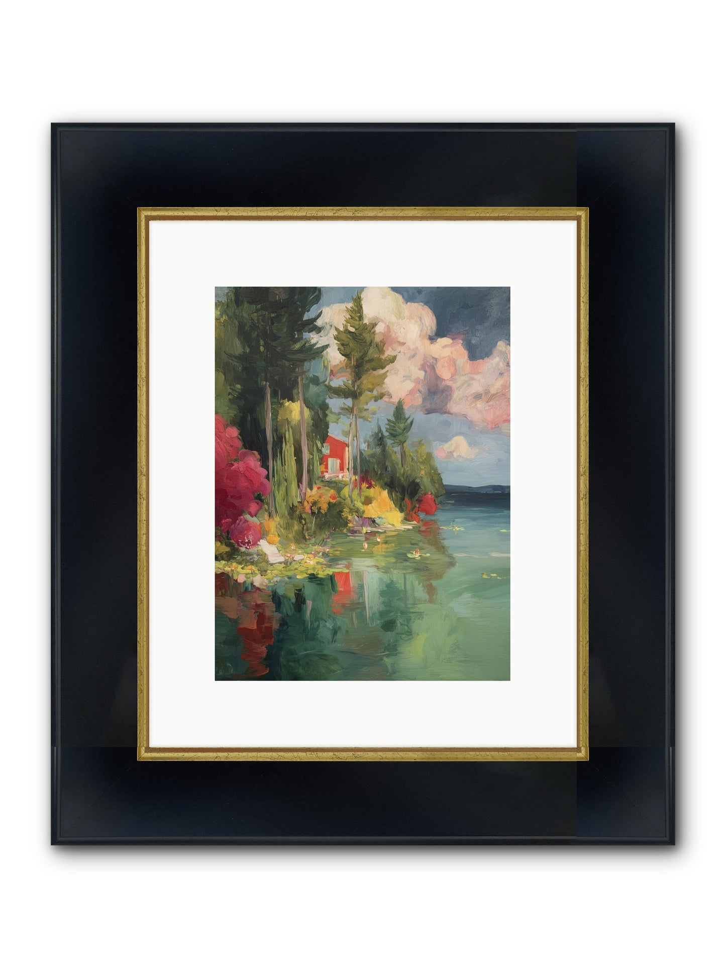 Racing Clouds Framed Print - Wide Black w/Gold 9x12