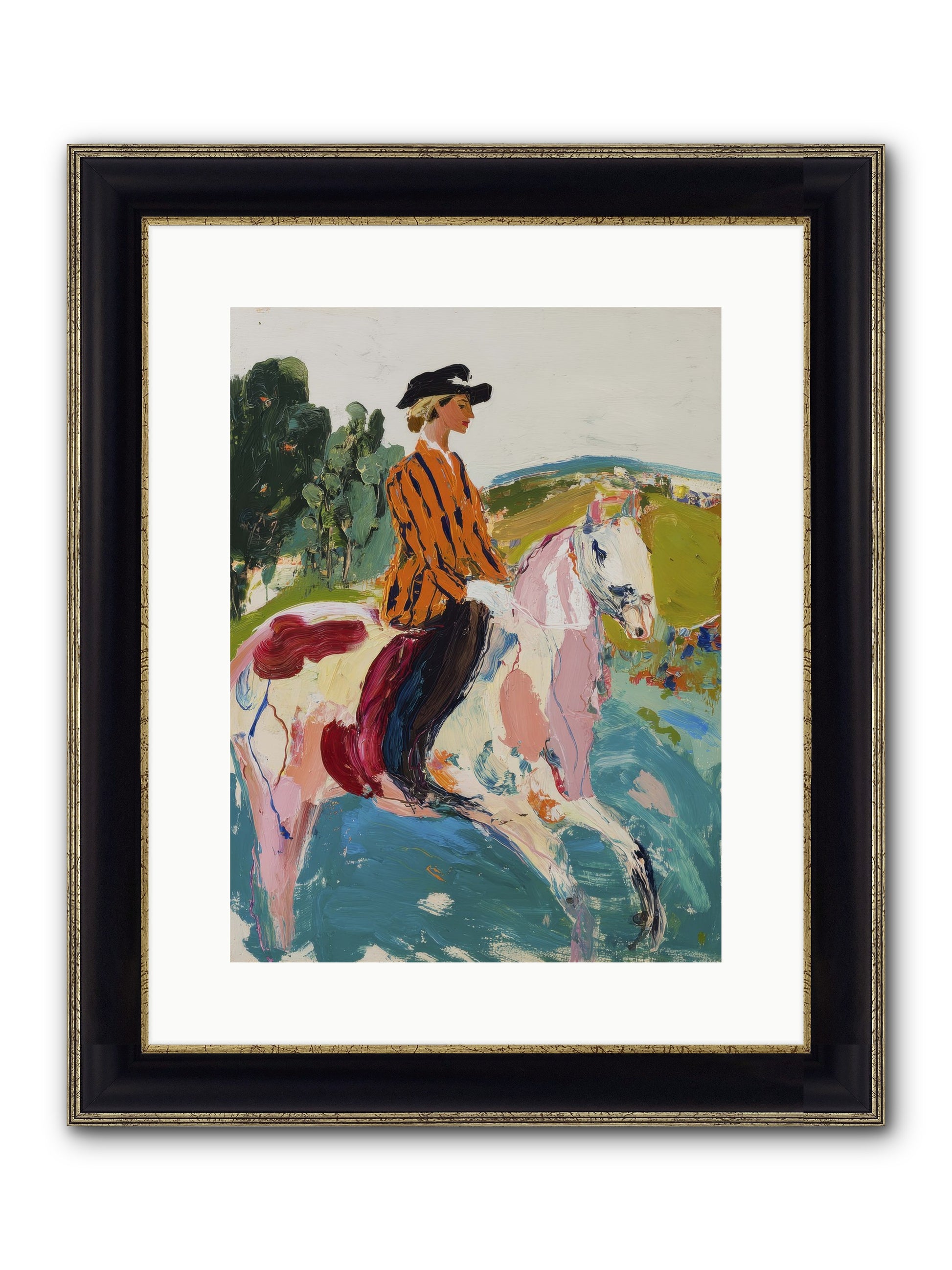 Racing Past Stone & Vine Framed Print - Black & Gold 12x16