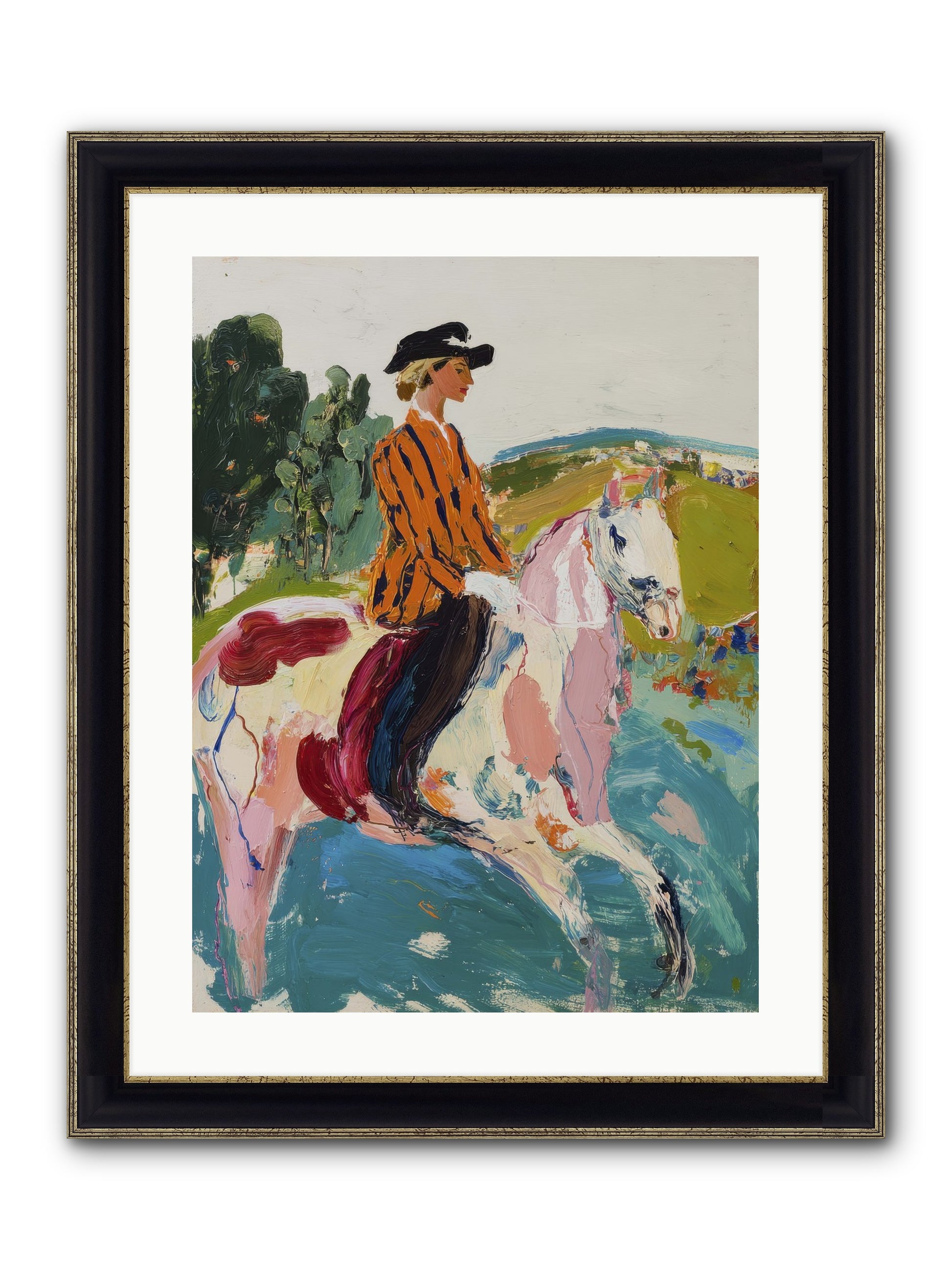 Racing Past Stone & Vine Framed Print - Black & Gold 18x24