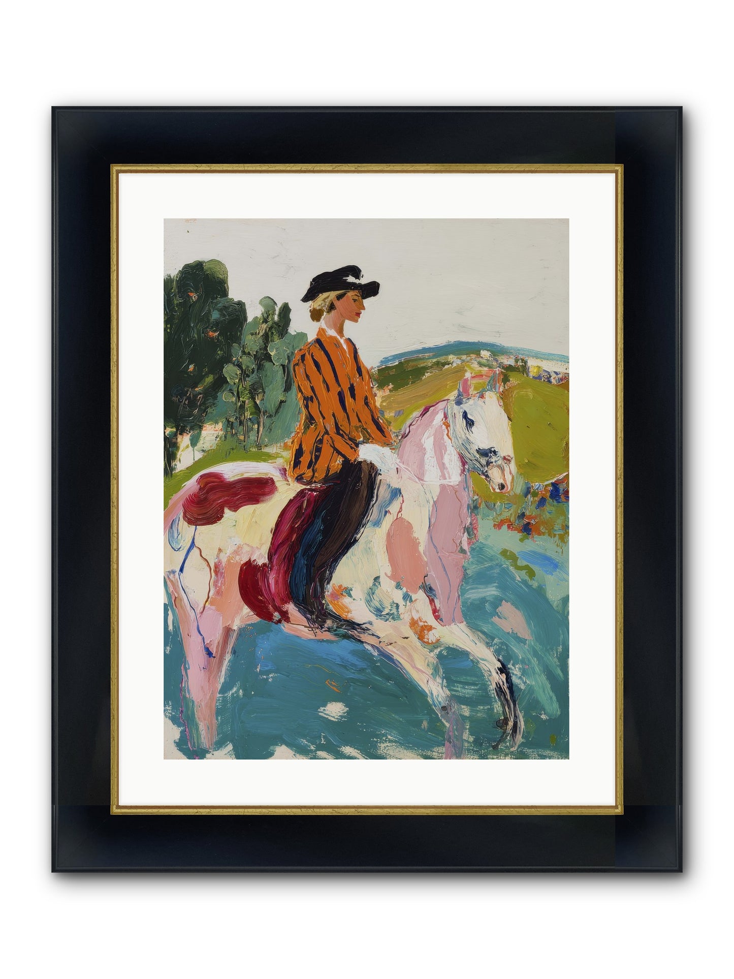 Racing Past Stone & Vine Framed Print - Wide Black w/Gold 18x24