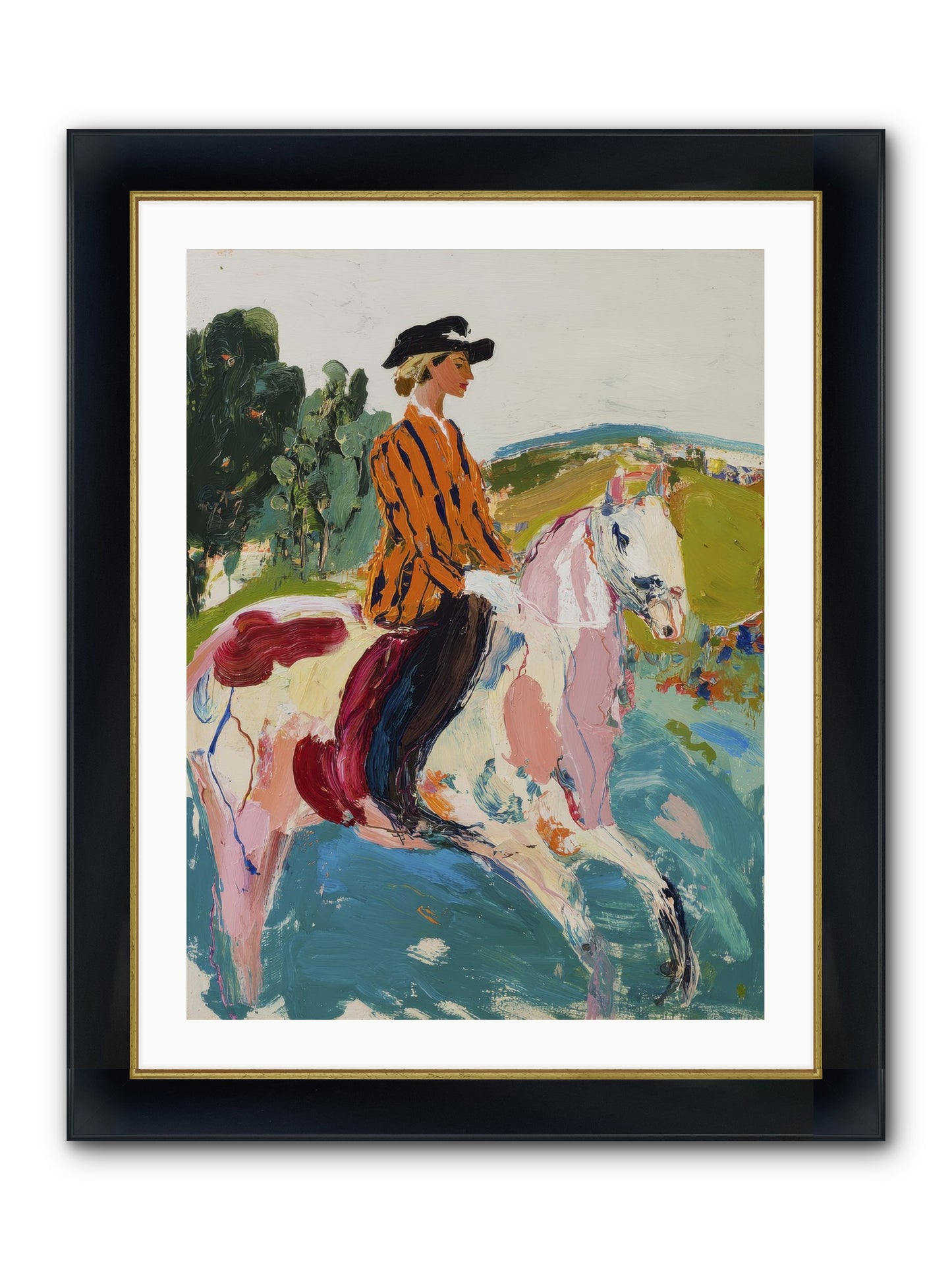 Racing Past Stone & Vine Framed Print - Wide Black w/Gold 24x32