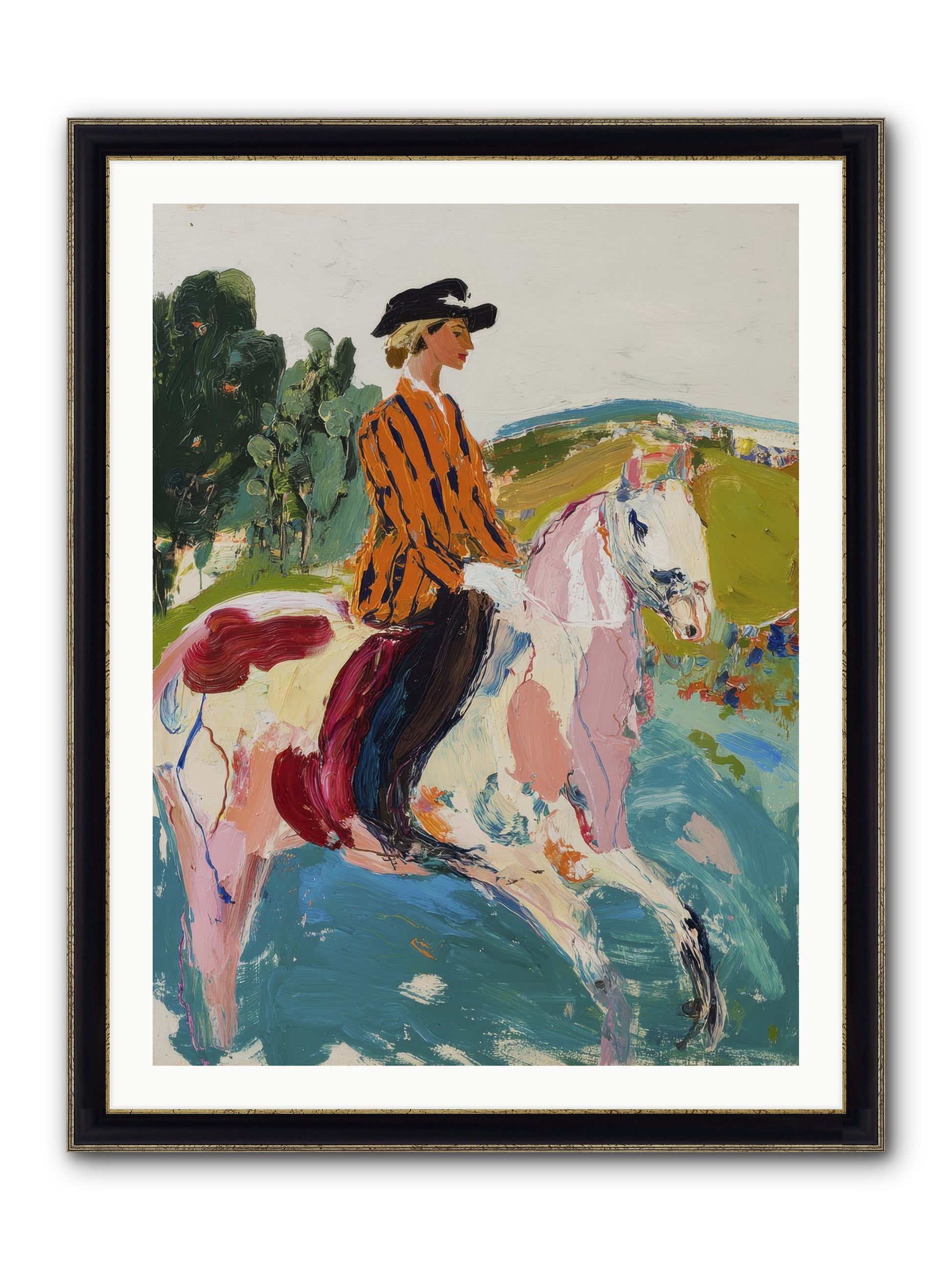 Racing Past Stone & Vine Framed Print - Black & Gold 30x40