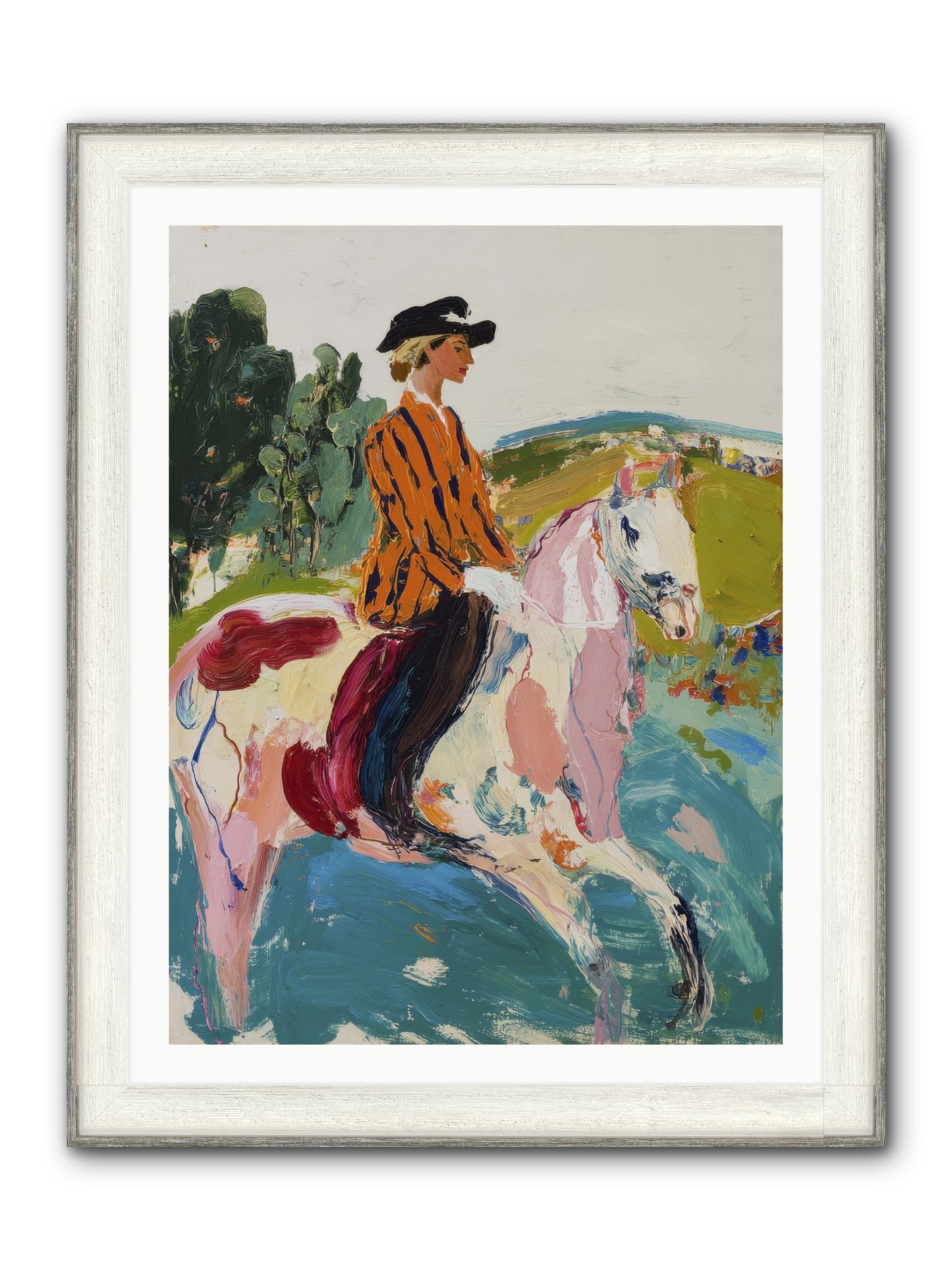 Racing Past Stone & Vine Framed Print - Driftwood White 30x40
