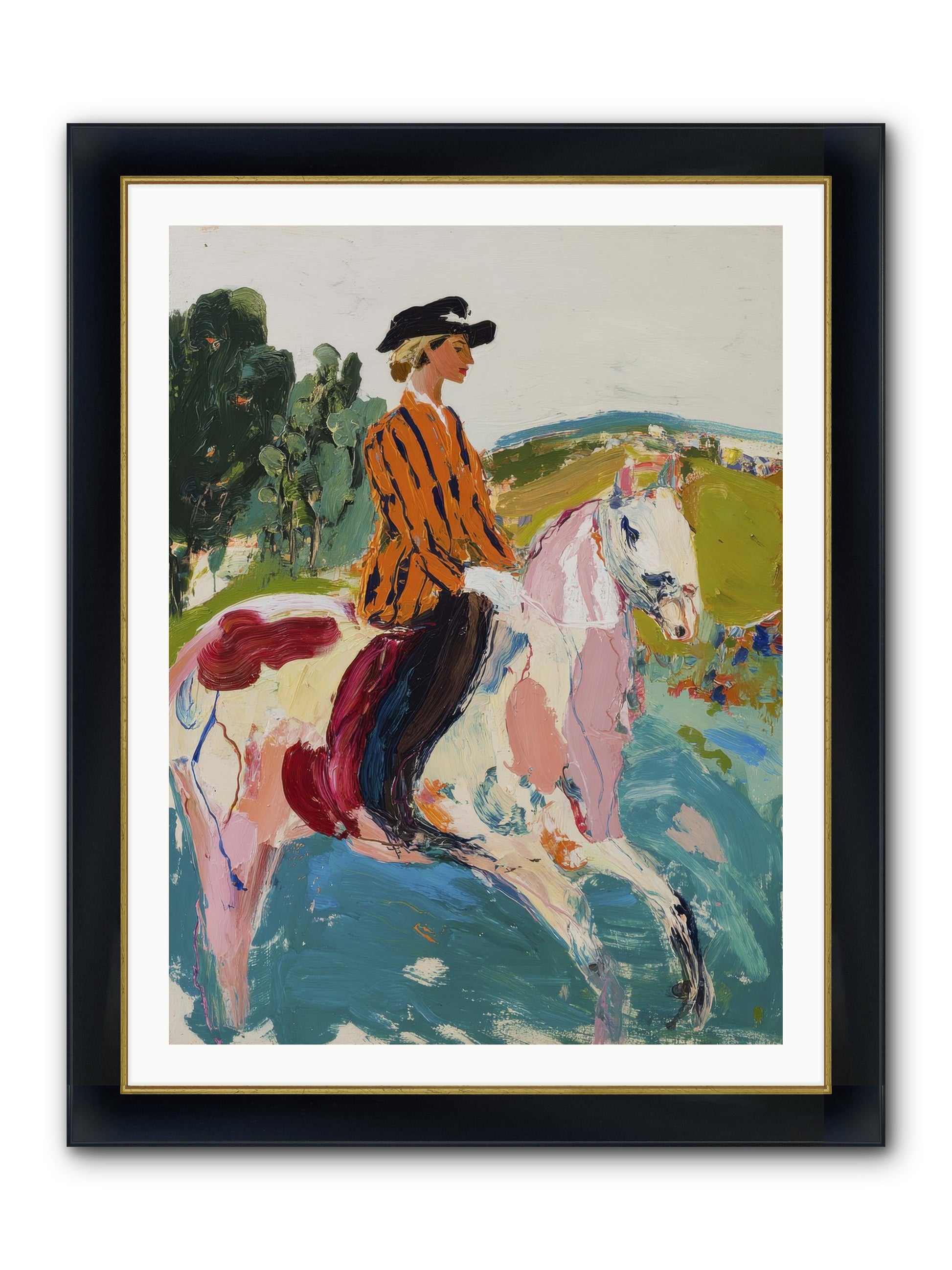 Racing Past Stone & Vine Framed Print - Wide Black w/Gold 30x40