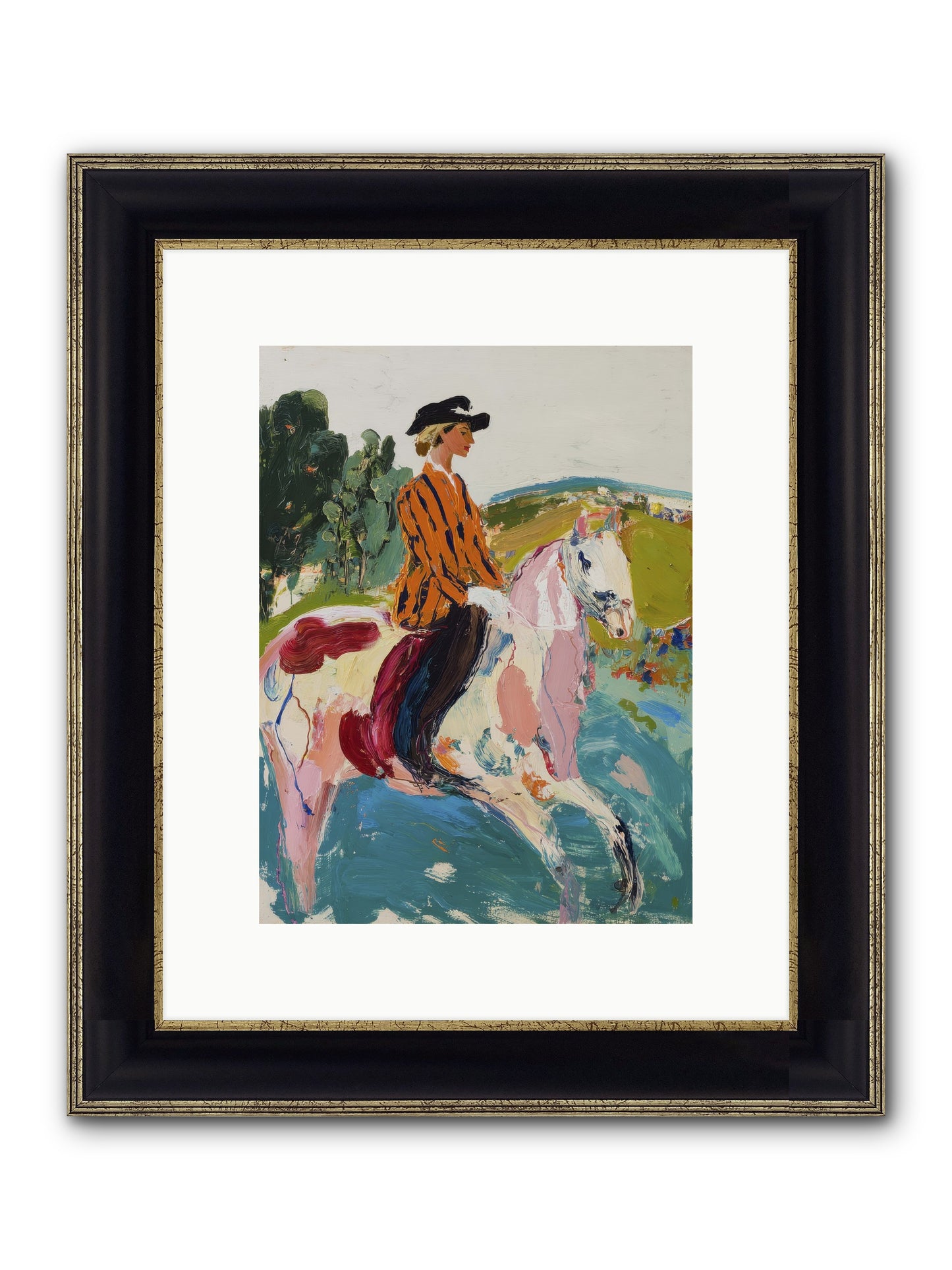 Racing Past Stone & Vine Framed Print - Black & Gold 9x12